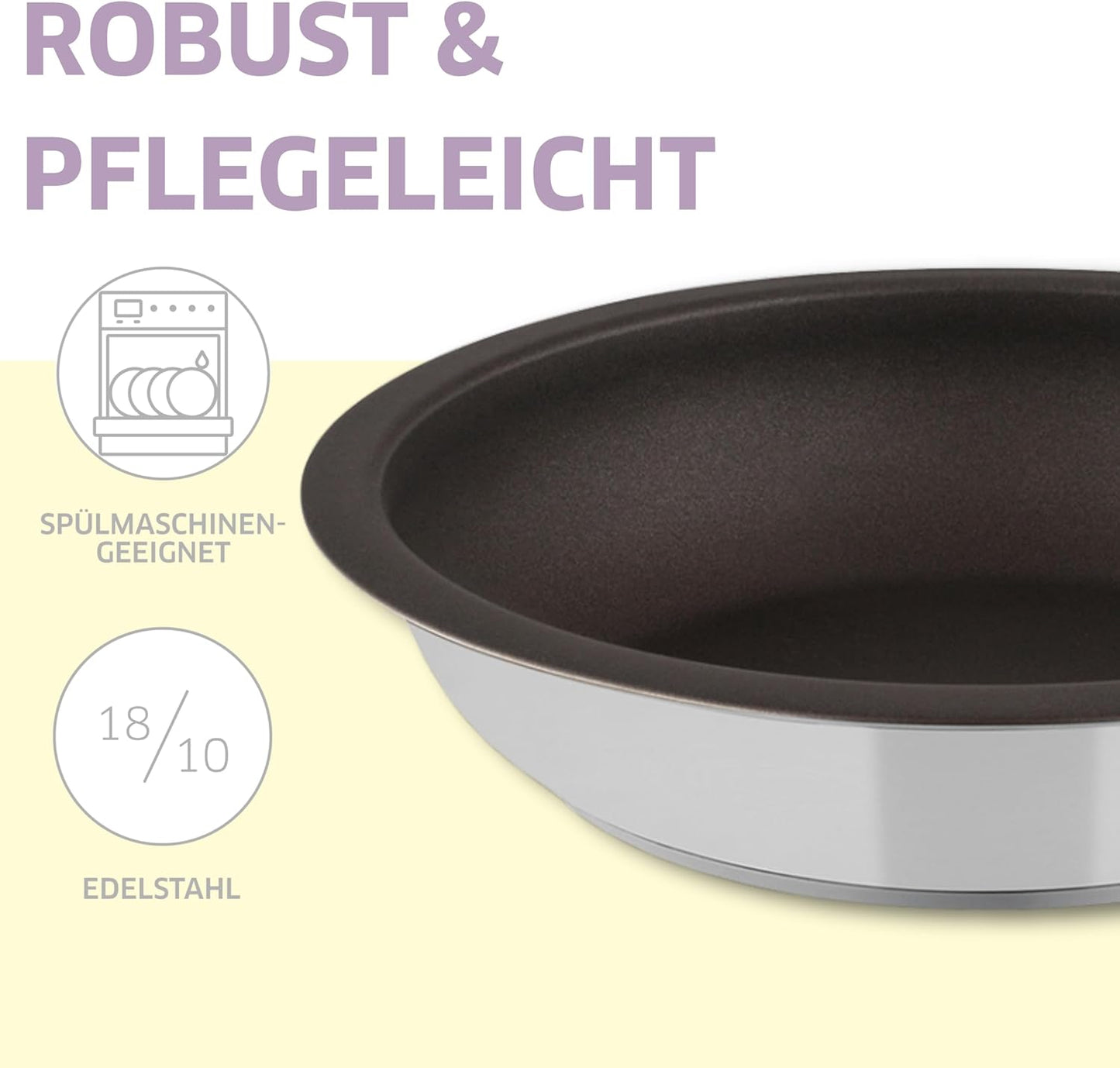 Induktions-Pfannenset mit Deckel und abnehmbarem Griff, Beschichtet | 3-tlg 28 cm