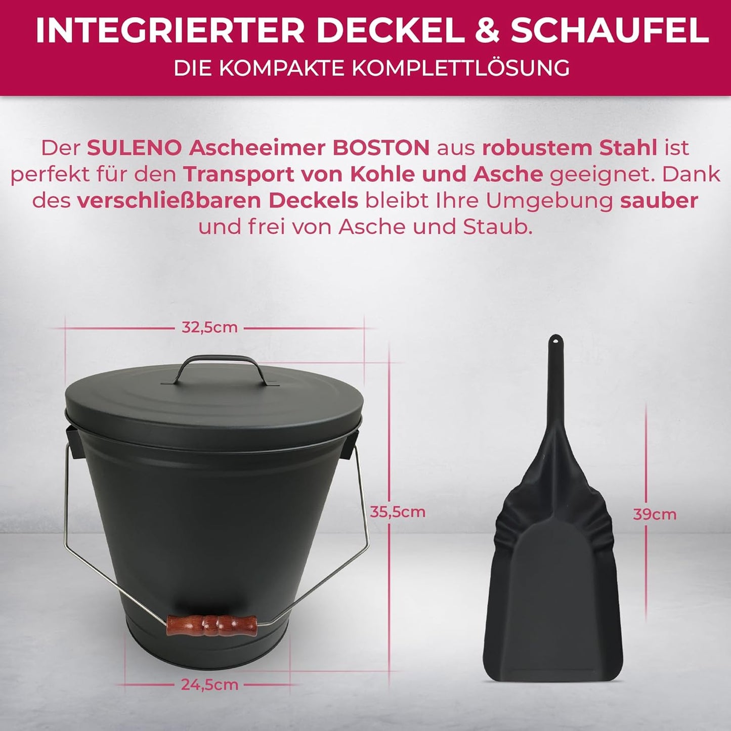 Boston Ascheeimer mit Schaufel