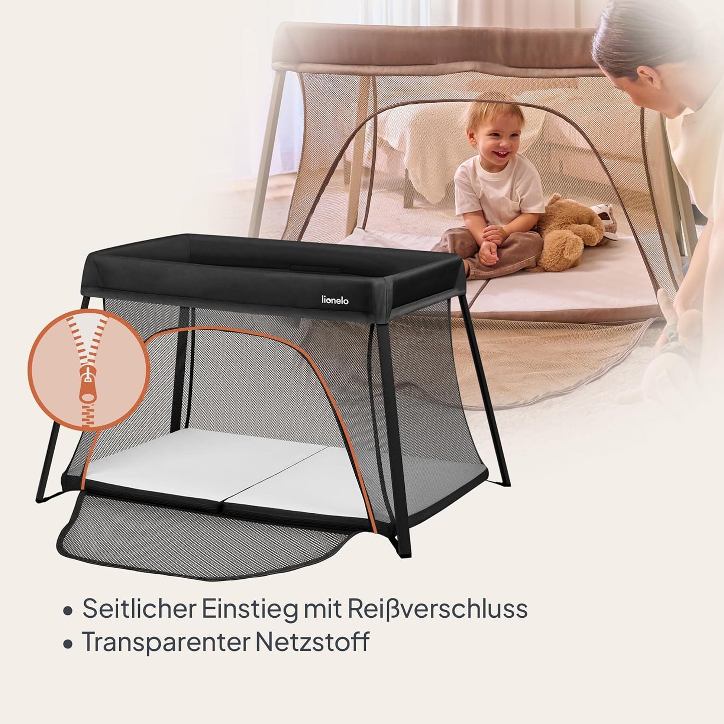 3-in-1 Reisebett Alice, Schwarz