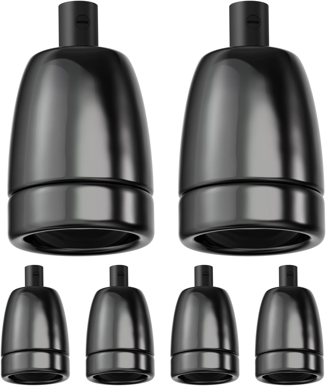 E27 Porzellan-Fassung Set (6 Stück), 6 Stück (1er Pack) Schwarz