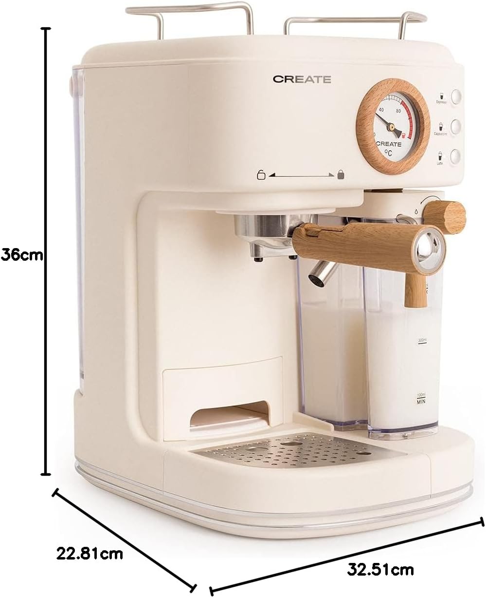 Thera Retro Pro Halbautomatische Kaffeemaschine, Cremeweiss