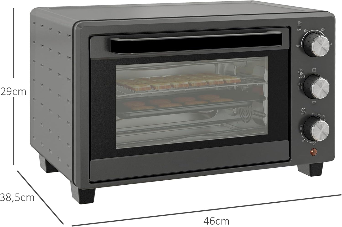 Minibackofen mit Timer und Zubehör, Grau