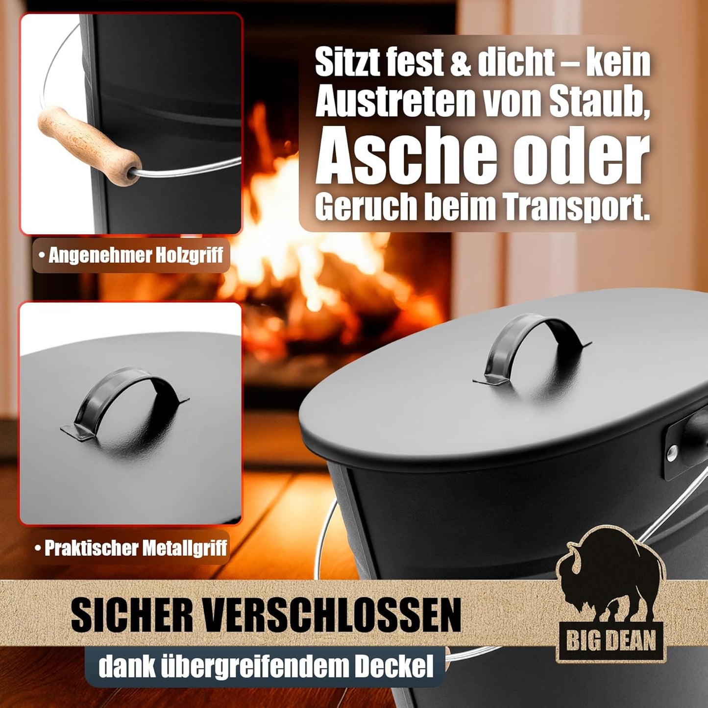 Ascheeimer mit Deckel