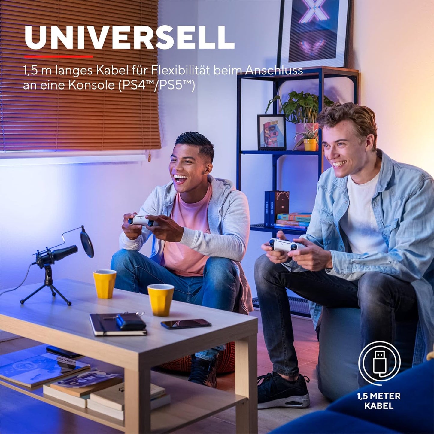 Mikrofon GXT 232 Mantis mit Popfilter und Stativ für Streaming