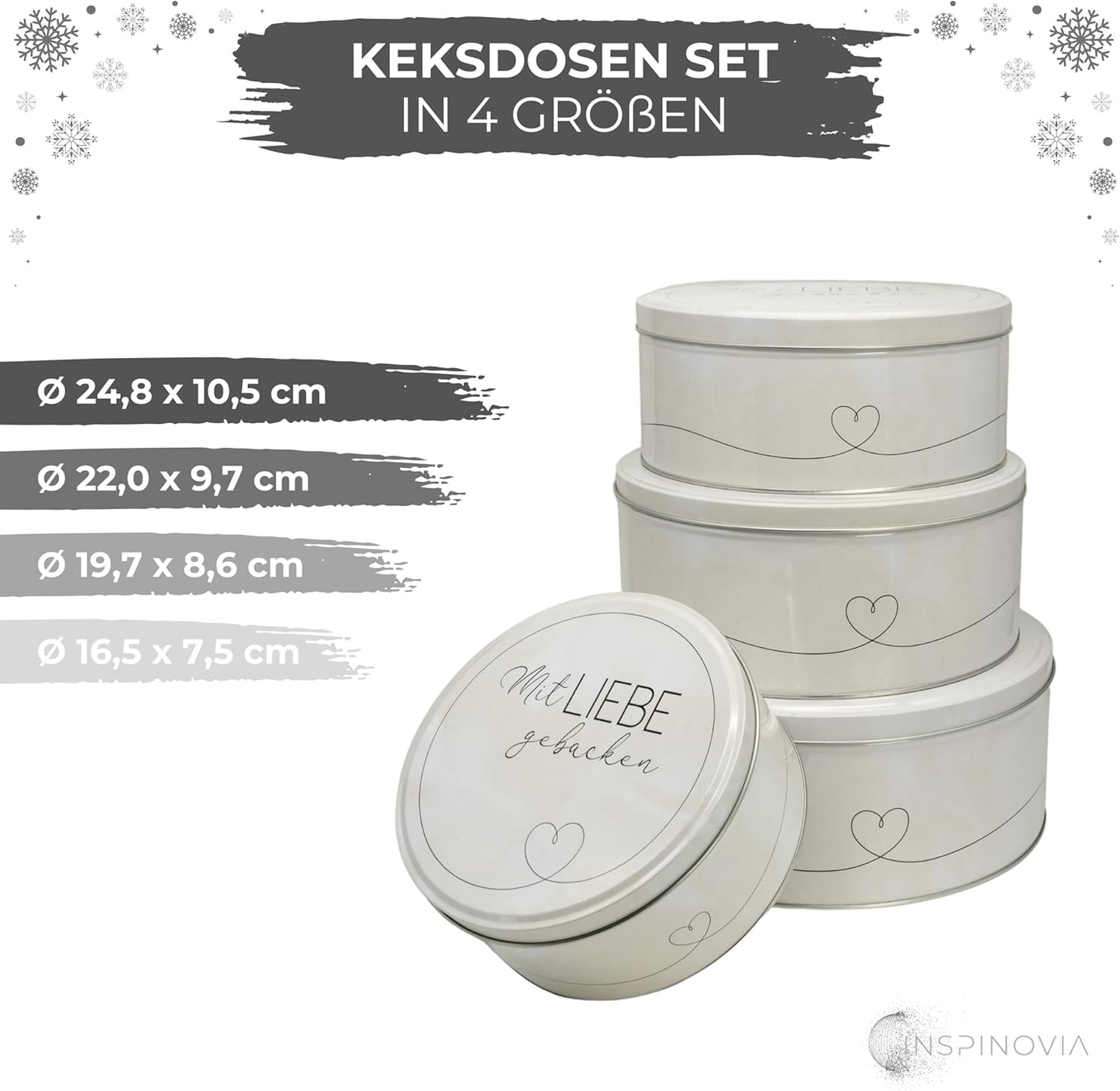 4er-Set Keksdosen, Mit Liebe Gebacken