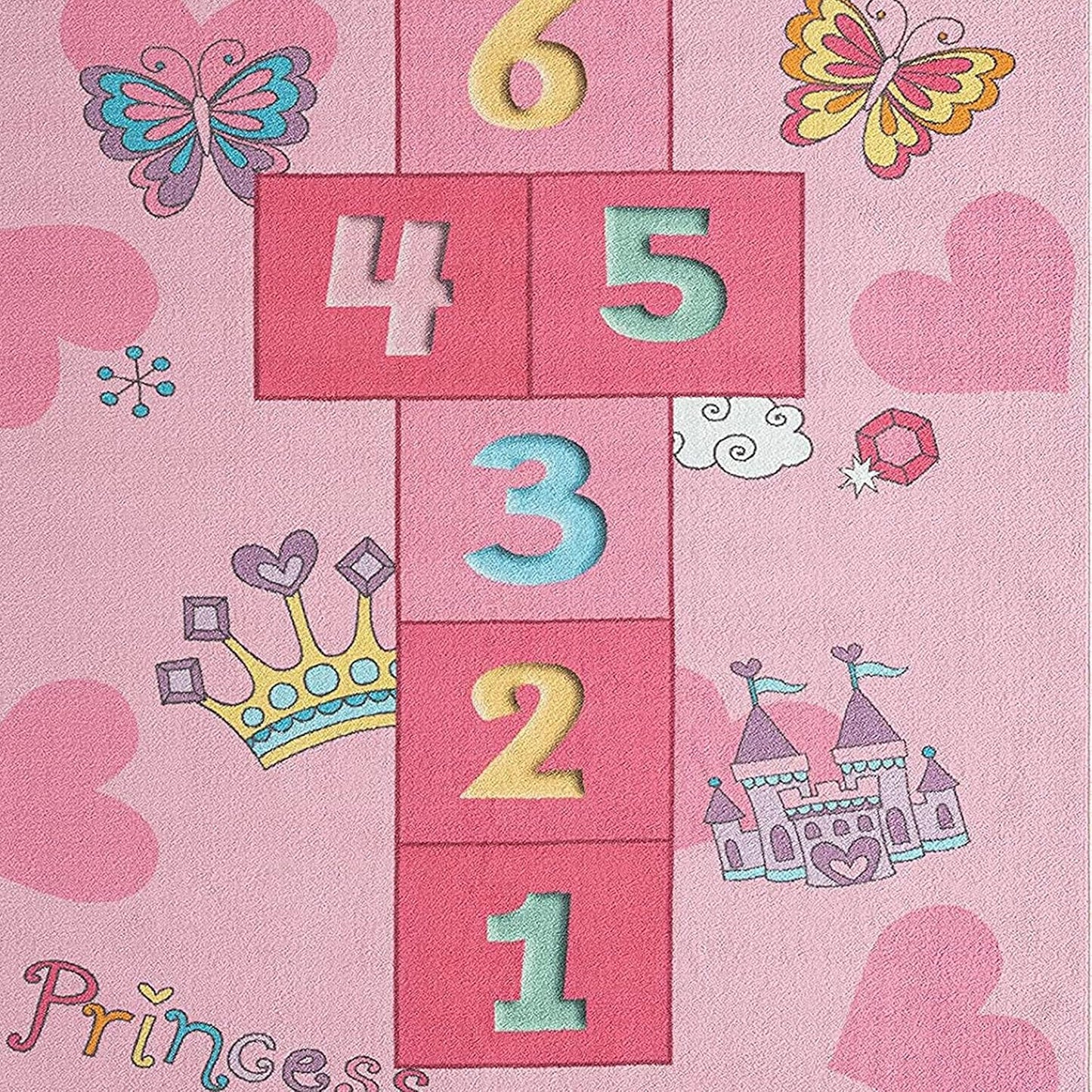 Hüpfkästchen Kinder-Spielteppich 140 x 200 cm, Hüpfspiel Rosa 140 x 200 cm (Rechteckig)