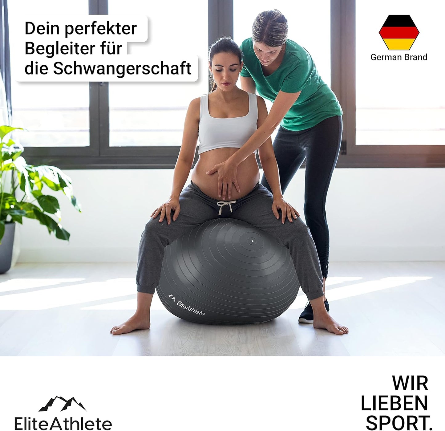 Ergonomischer Gymnastikball für Fitness und Schwangerschaft, Ultimate Grey 85cm