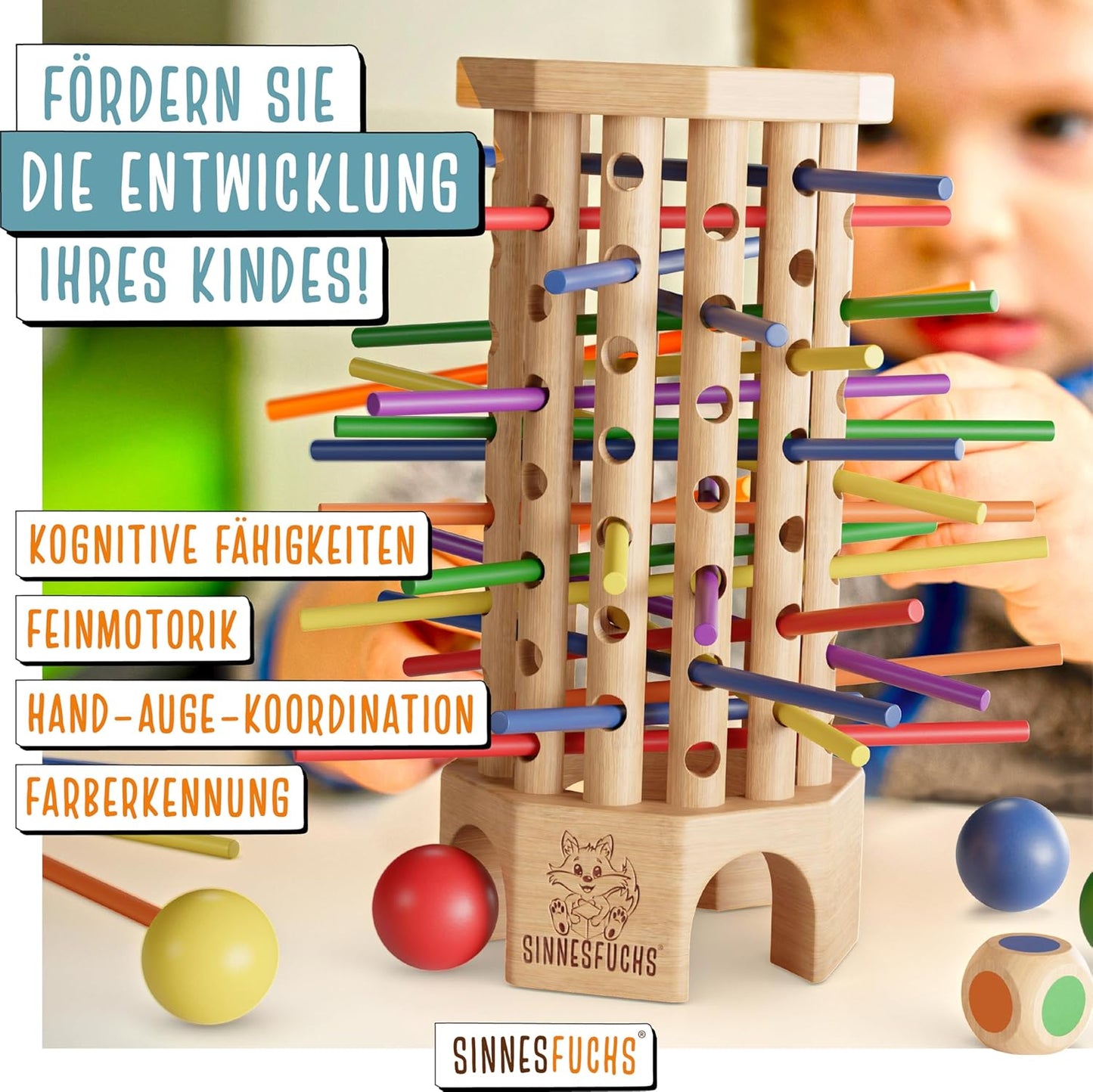 Farblernspielzeug aus Holz (Montessori) ab 3 Jahre