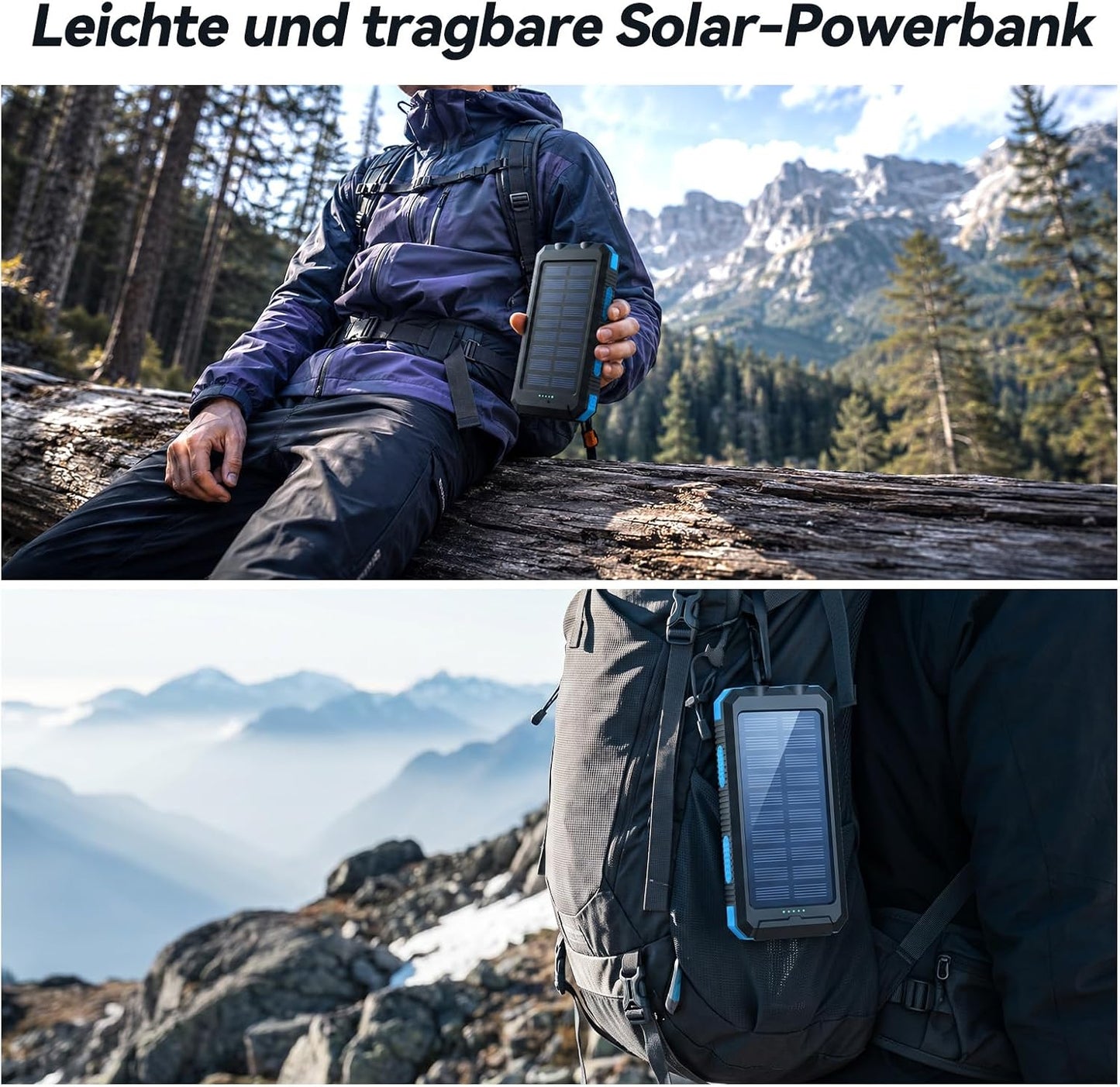 Solar Powerbank mit Taschenlampe