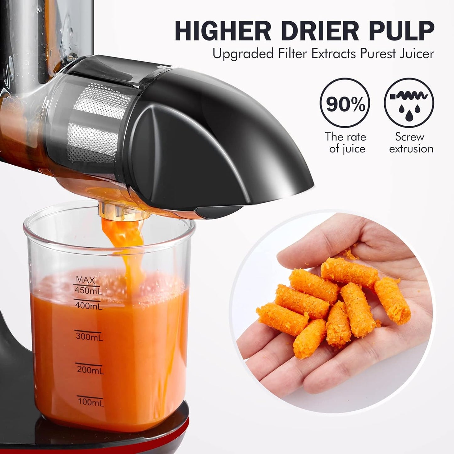 Slow Juicer, 38P x 15W x 34H CM Rot