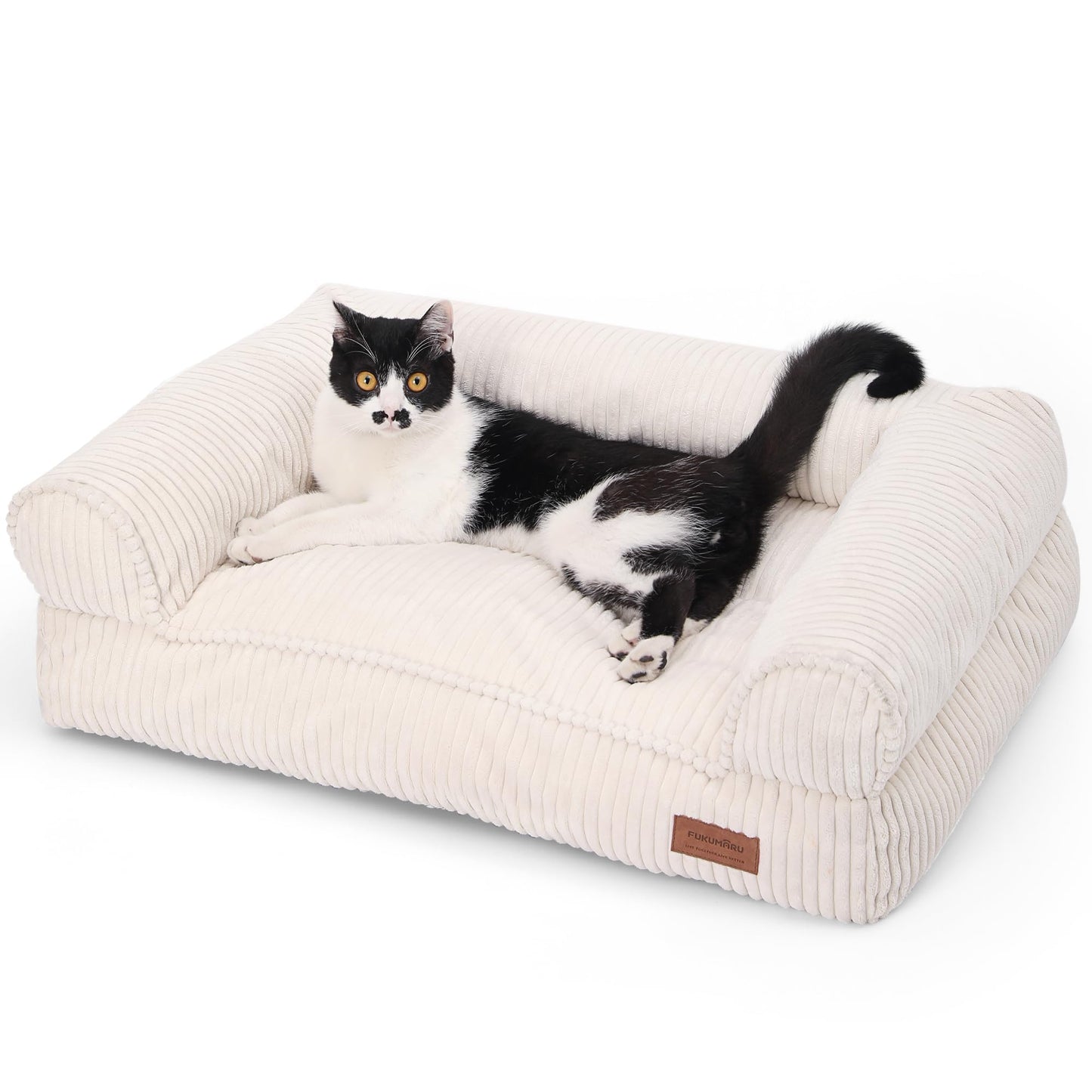 Katzensofa mit abnehmbarem, waschbarem Bezug, L 72 x B 52 x H 22 cm Creme