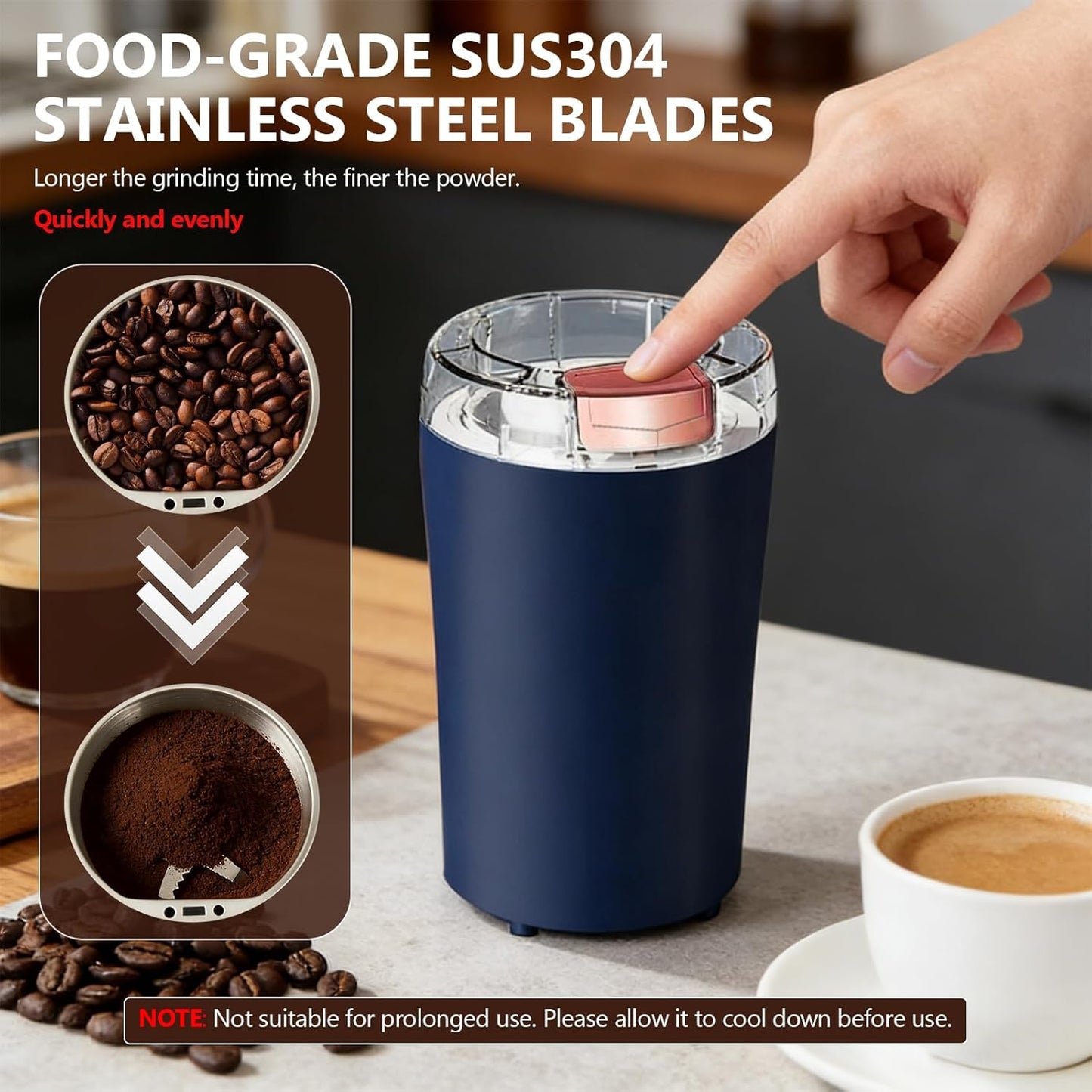 Elektrische Kaffeemühle mit Edelstahlklinge