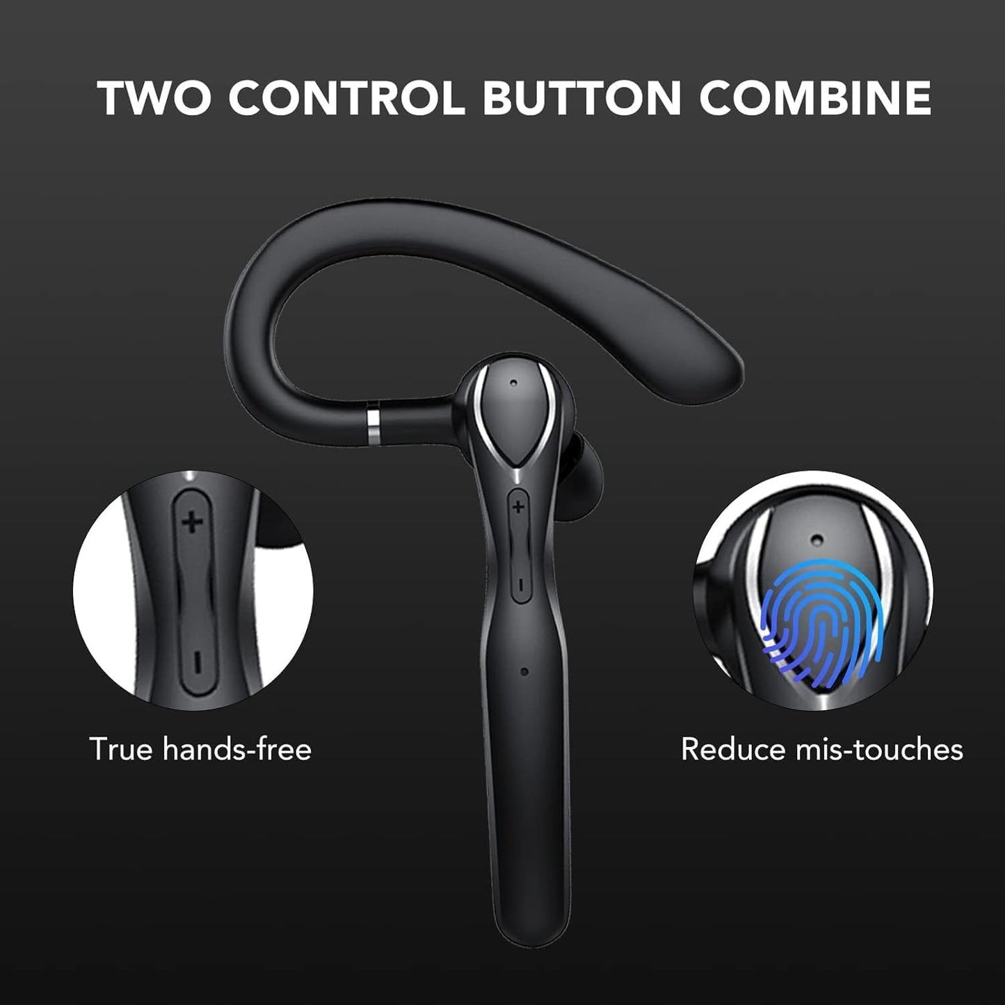 Bluetooth-Headset mit Noise Cancelling Mikrofon, dunkelschwarz