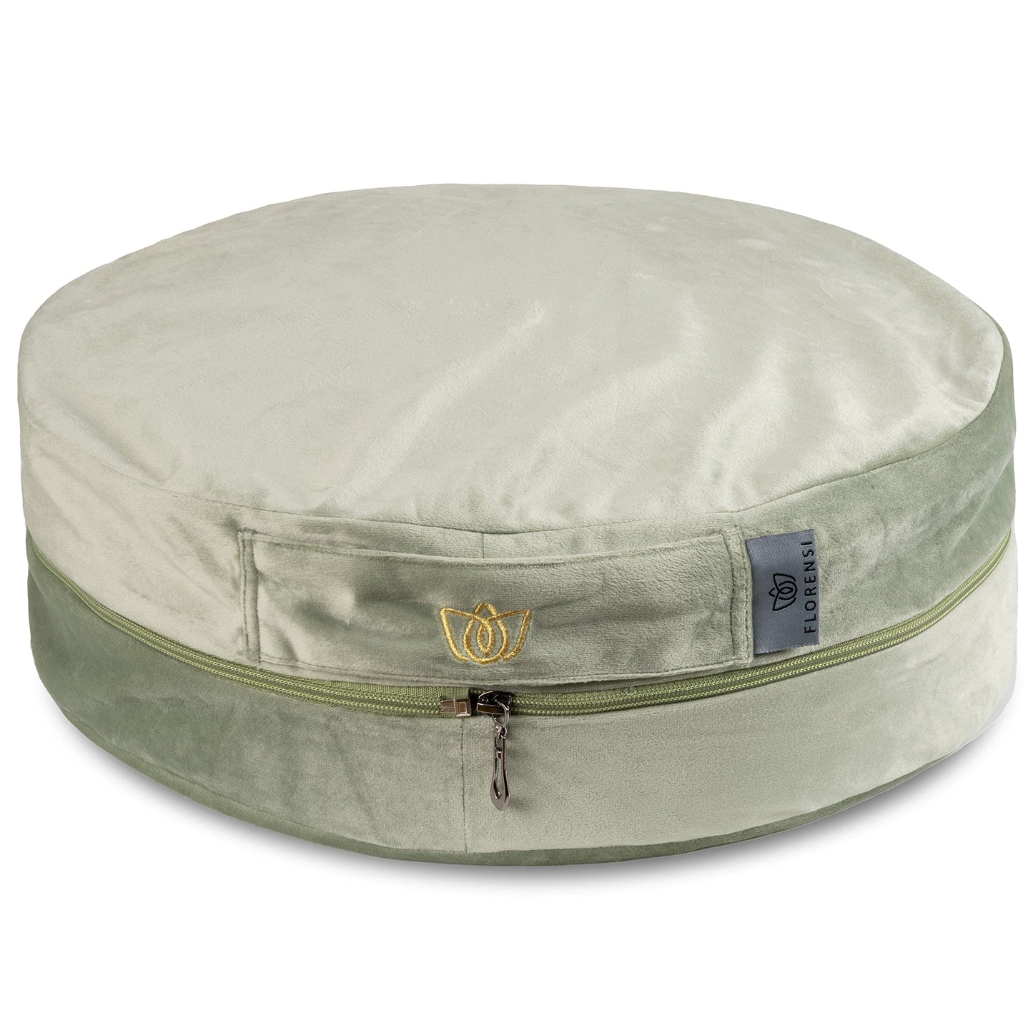 Grosses Samt-Meditationskissen, Ivory Green
