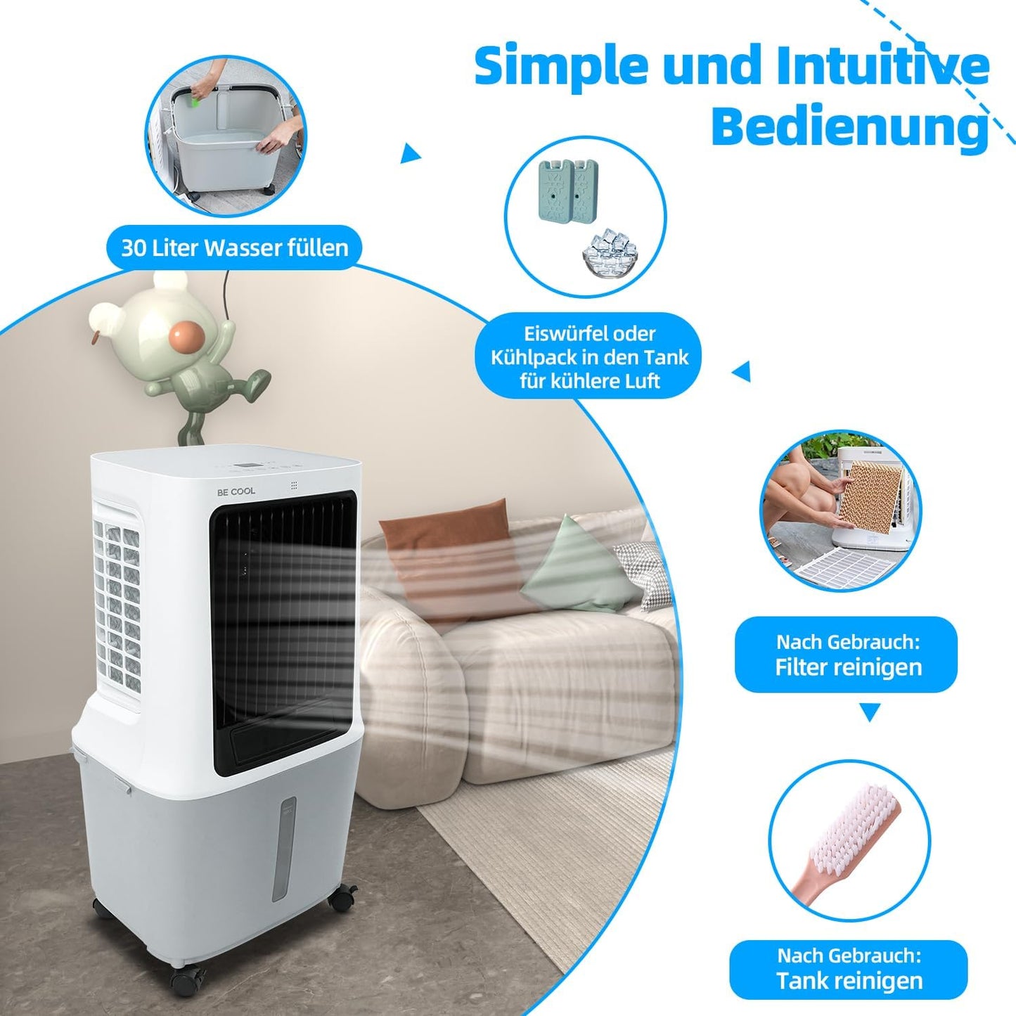 BC30ACP2501W Luftkühler mit WiFi-Steuerung und Trockenluftfunktion