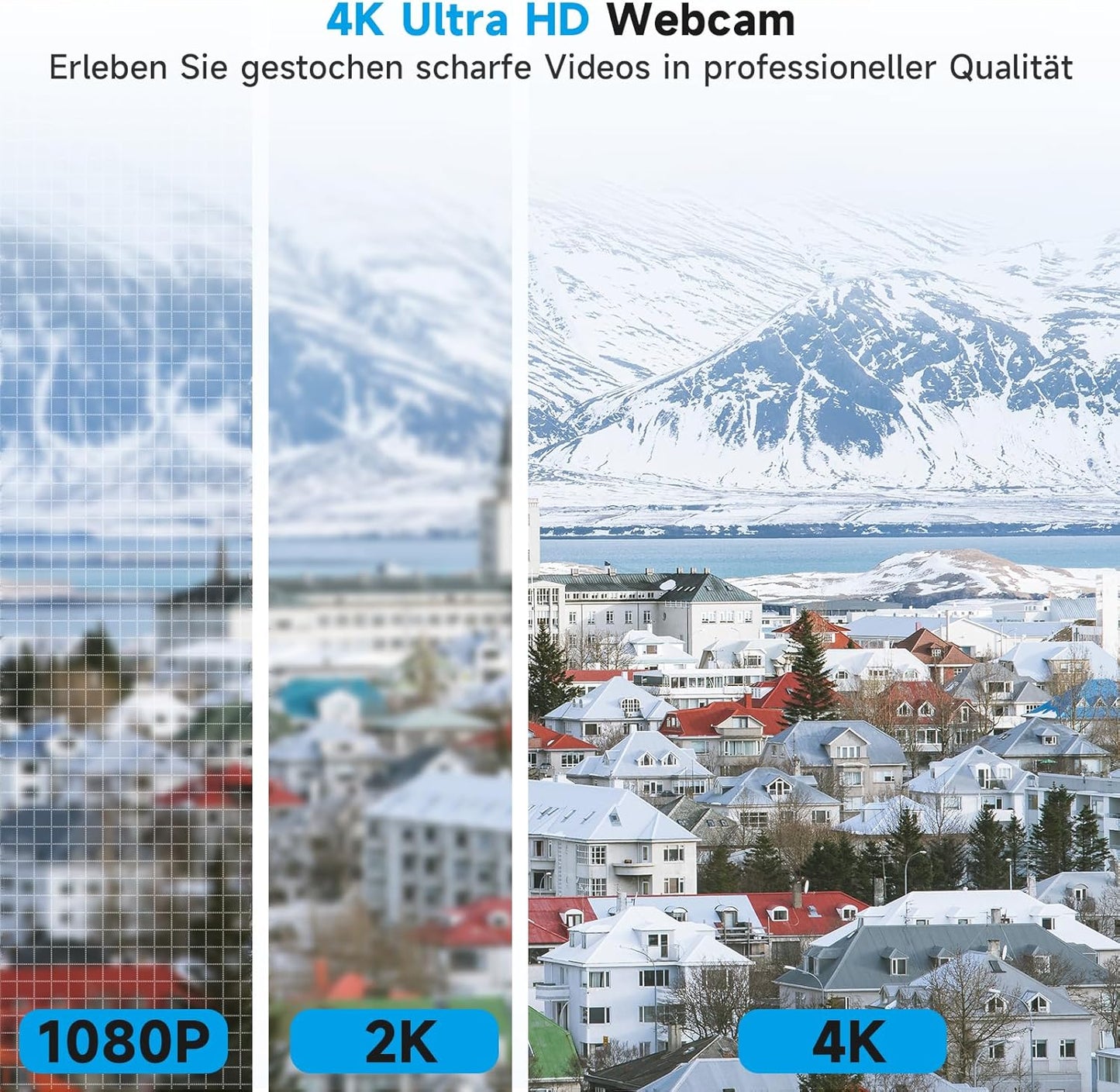 AC310 Webcam 4K Ultra HD mit Autofokus & Mikrofon, Schwarz