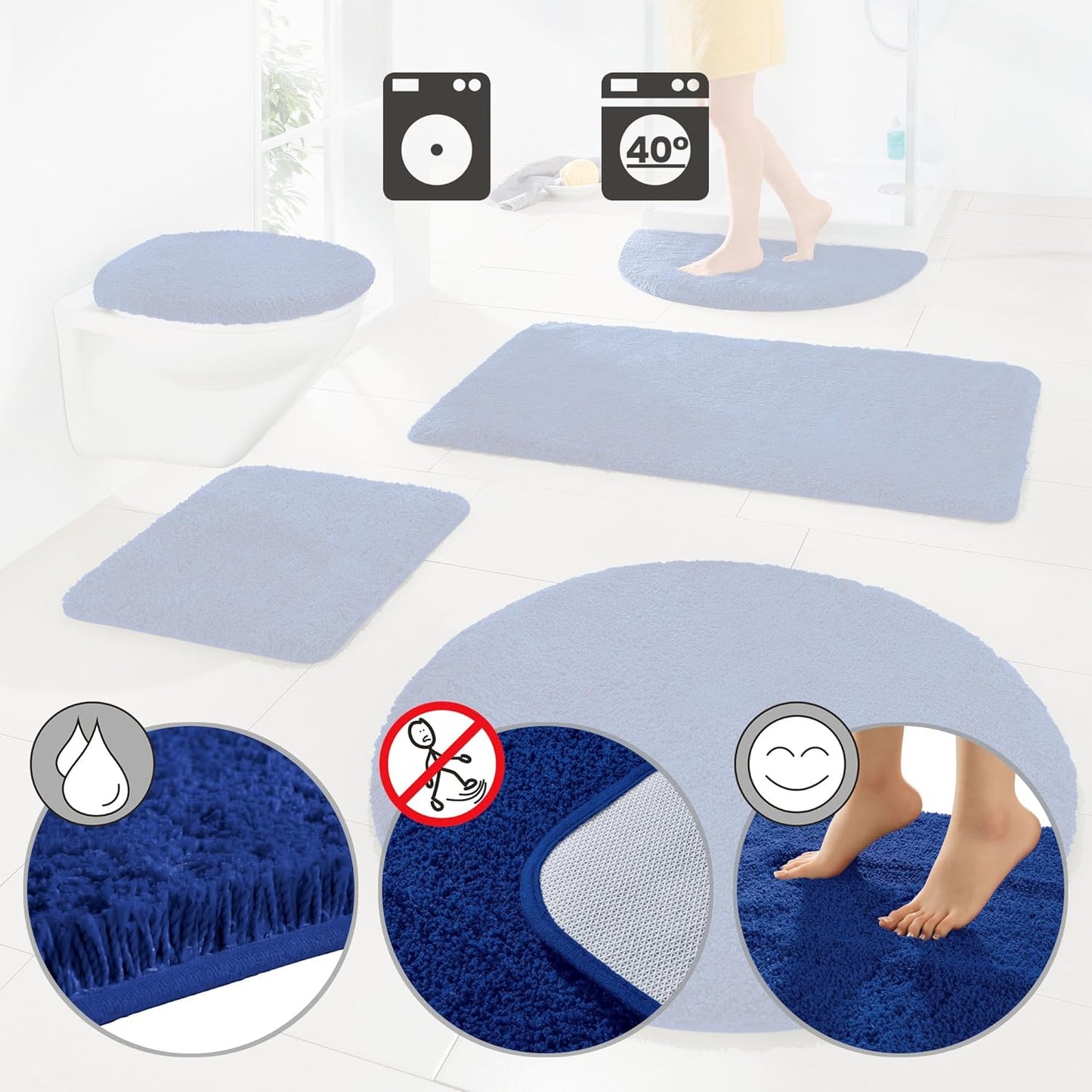 Badematte, Royalblau Badematte - 70x120 cm
