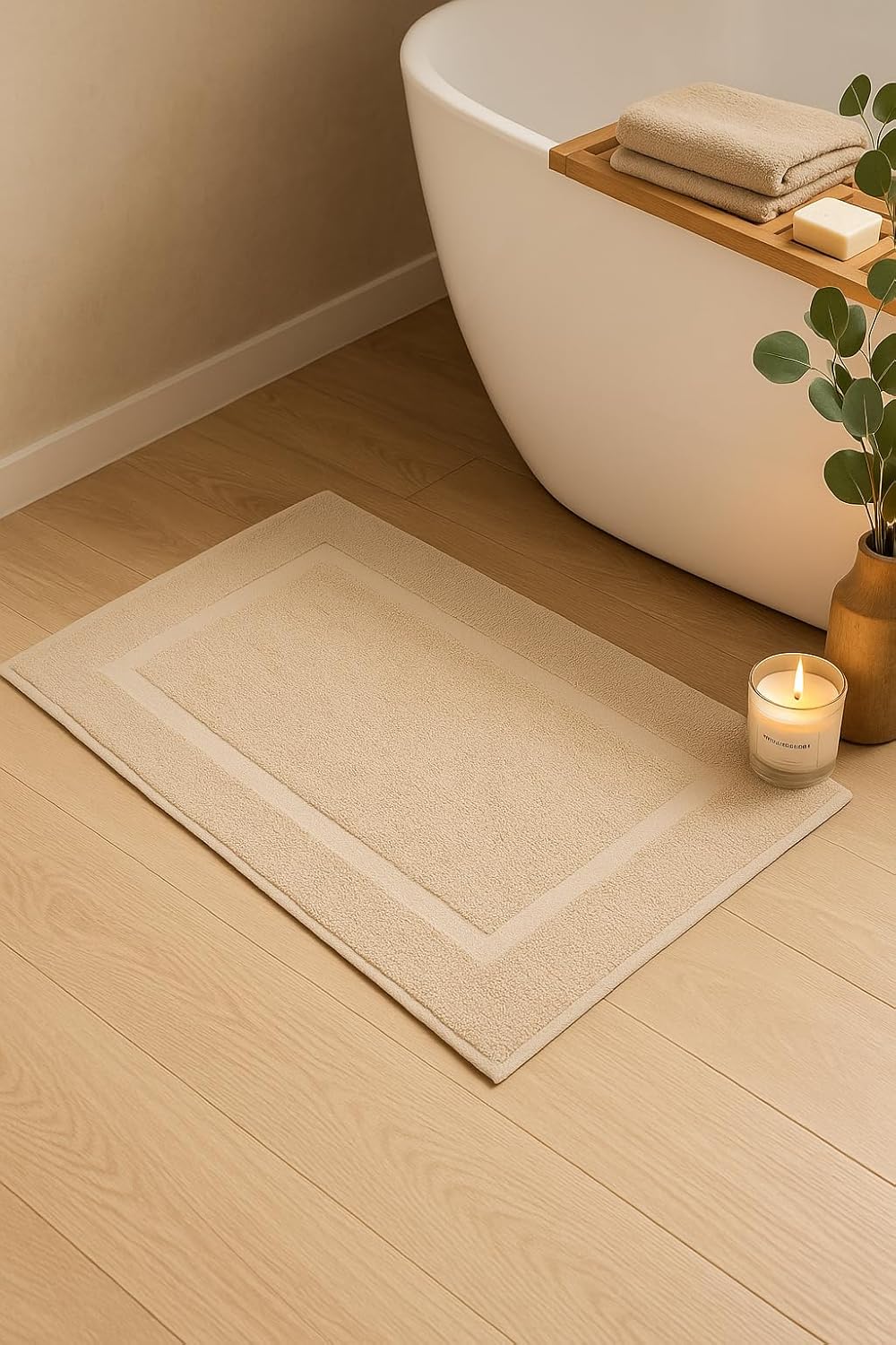 2er-Set Badematten, 50x70 cm, 2x Badvorleger Sand