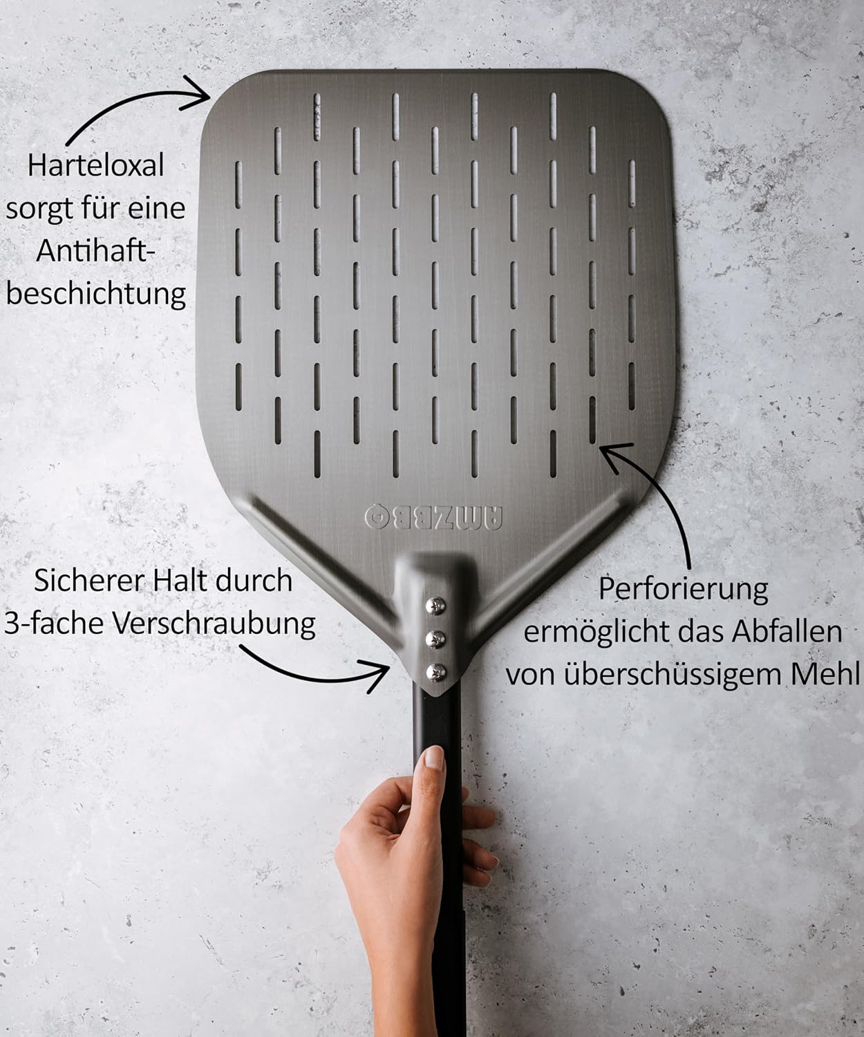 Pizzaschaufel, 30 x 66 cm Aluminium Harteloxal