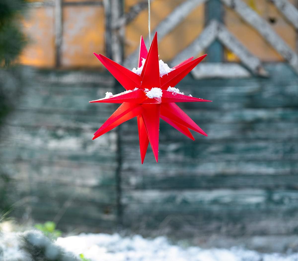 LED Weihnachtsstern 3D mit Timer, Rot