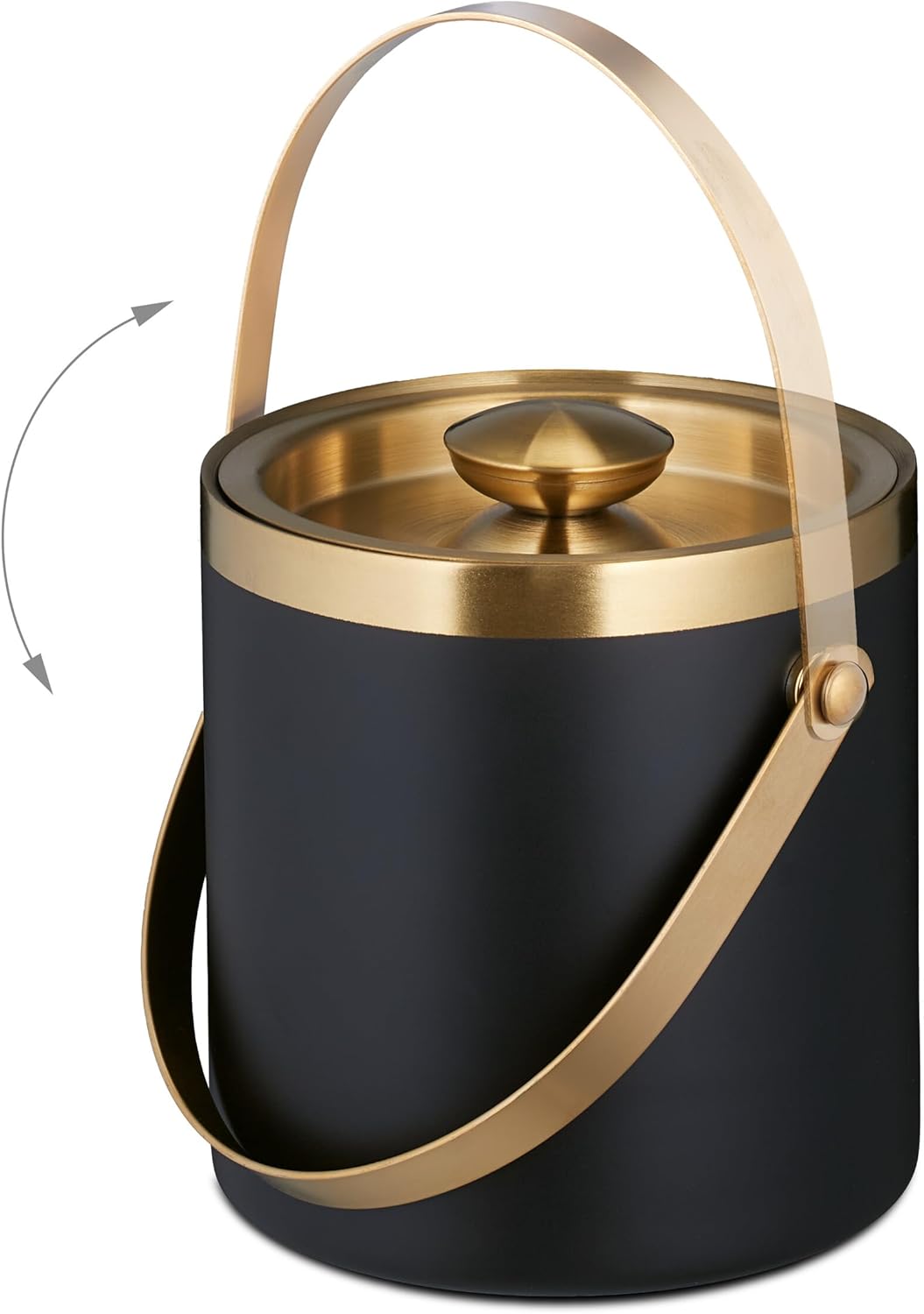 Eiswürfelbehälter mit Deckel, Schwarz/Gold