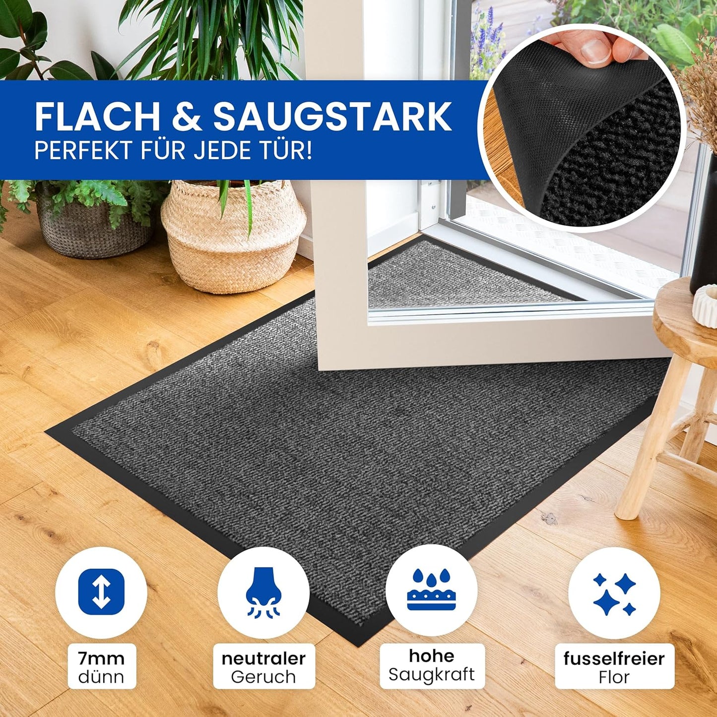 Hochwertige rutschfeste Schmutzfangmatte, 90 x 150cm, 90x150 Beige-schwarz