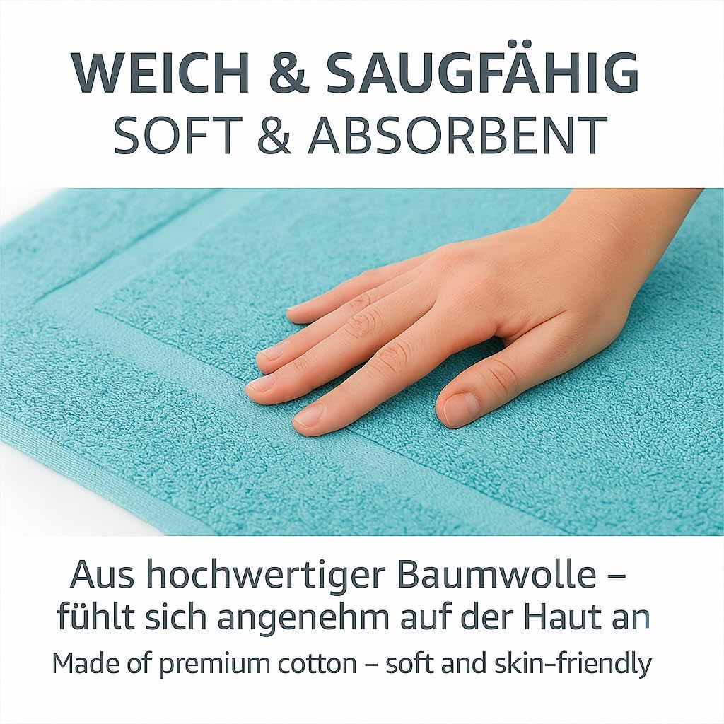 10er-Set Badvorleger, 50x70 cm, 10x Badvorleger Türkis