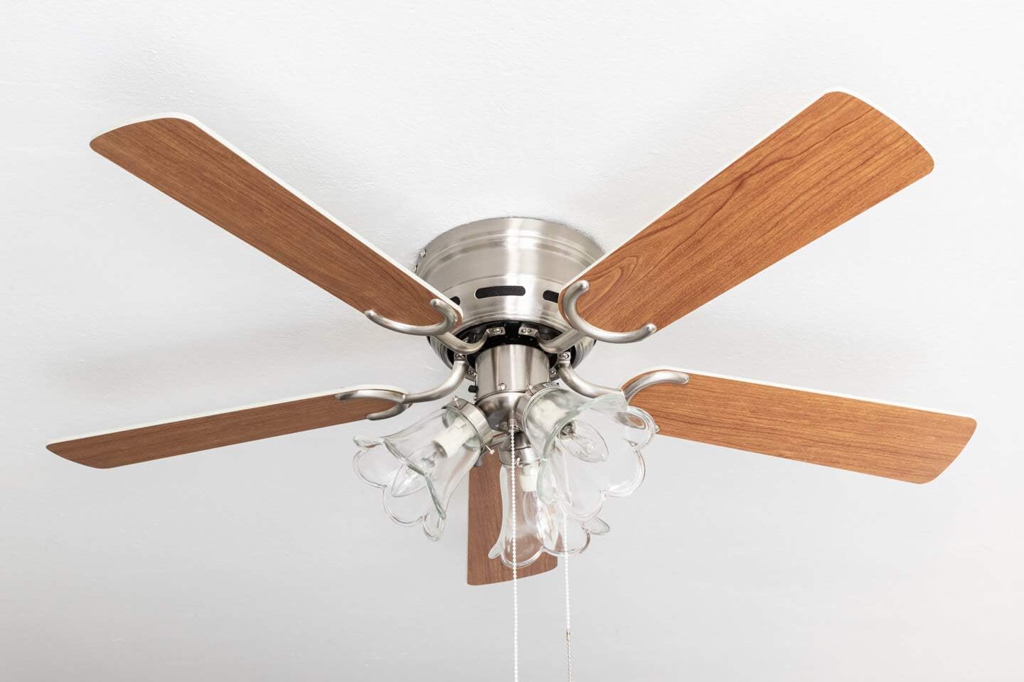 Deckenventilator Kisa mit Beleuchtung, Weiss / Ahorn
