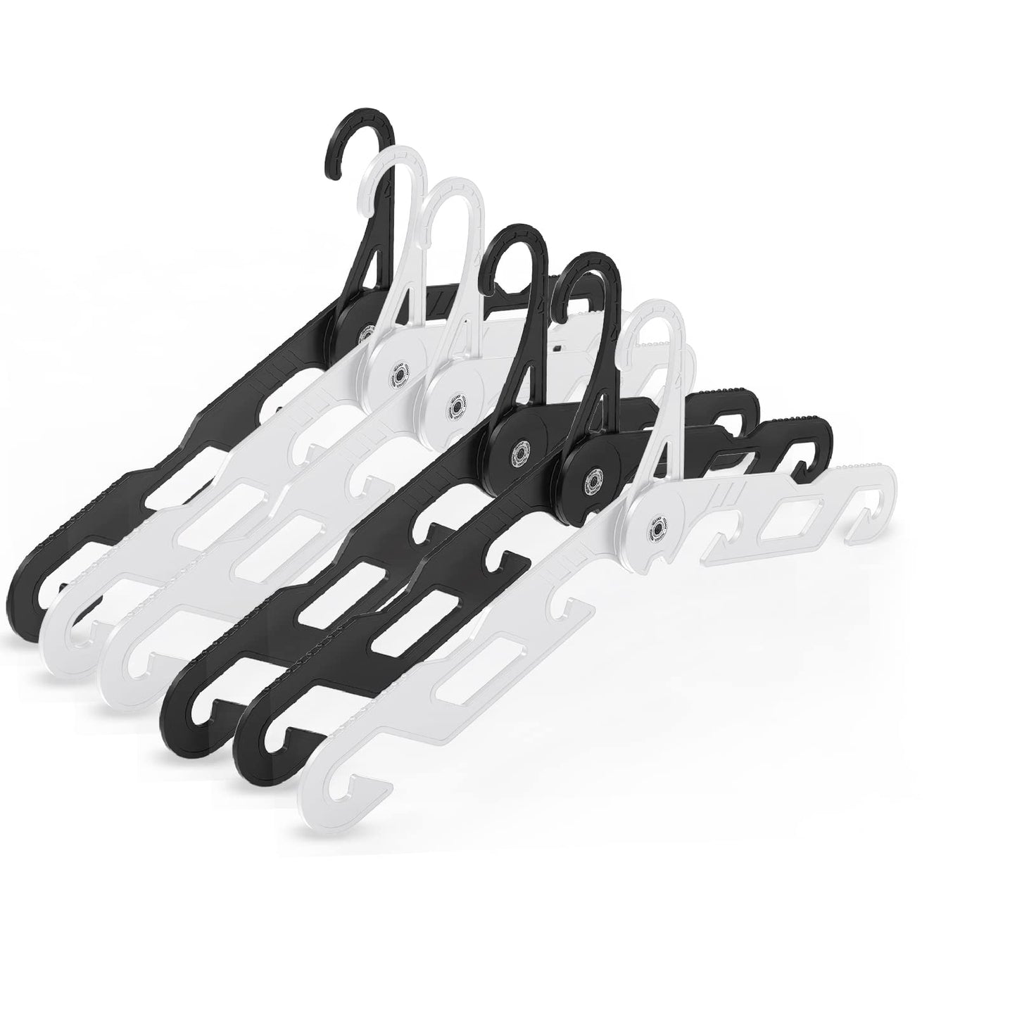 Faltbare Reise-Kleiderbügel im 6er Set, 3 Pack Weiß+3 Pack Schwarz