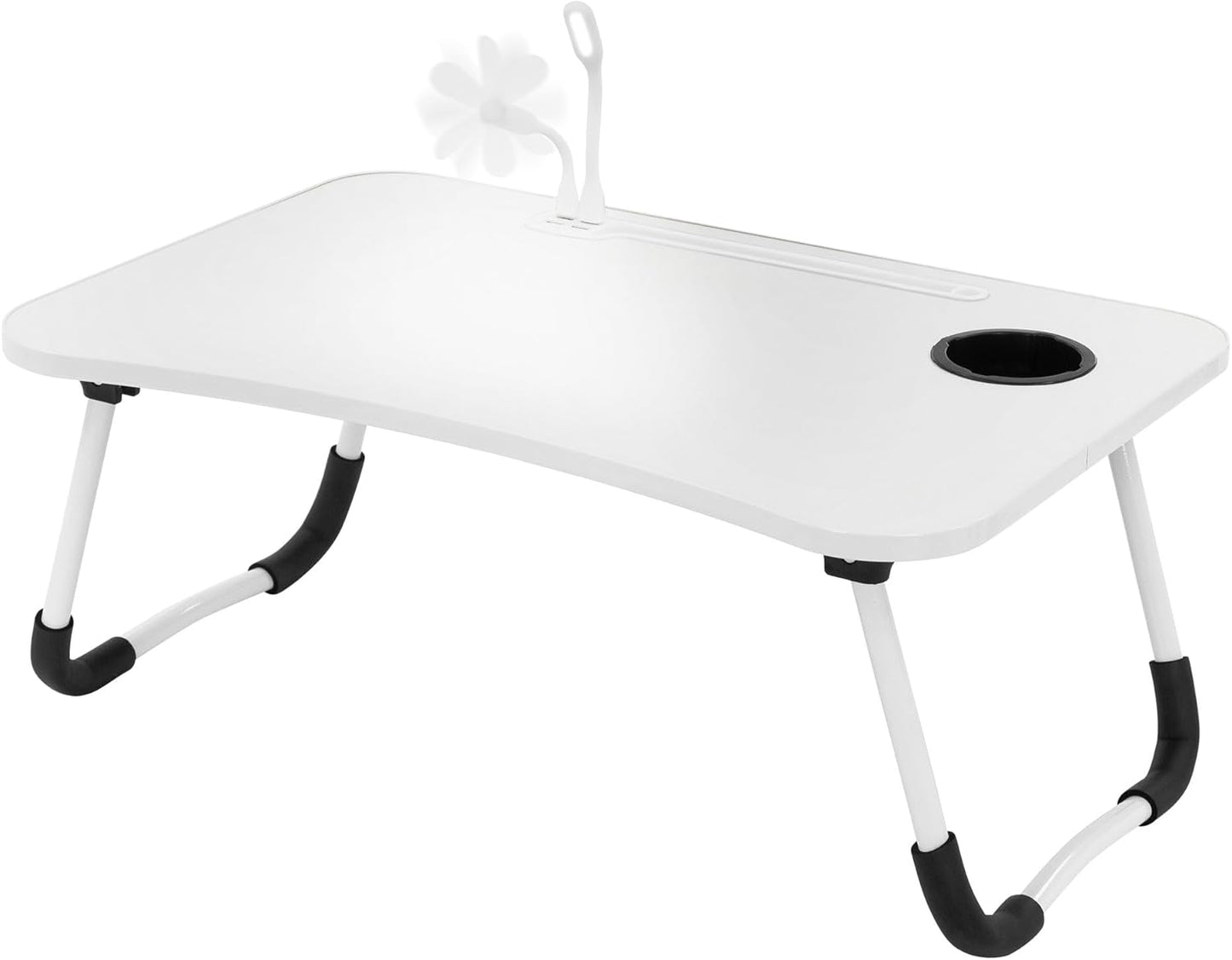 Klappbarer Laptoptisch mit USB-Ladeanschlüssen, Weiss