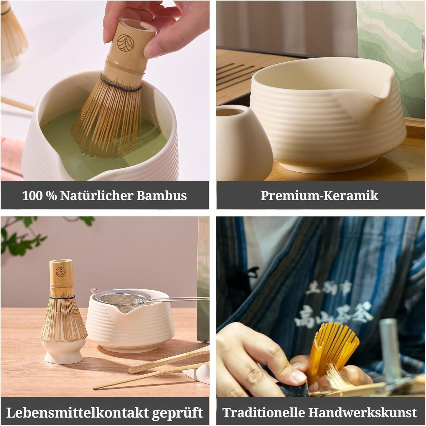 Matcha Tee Set mit Zubehör (8-teilig), 8 teilig Weiß