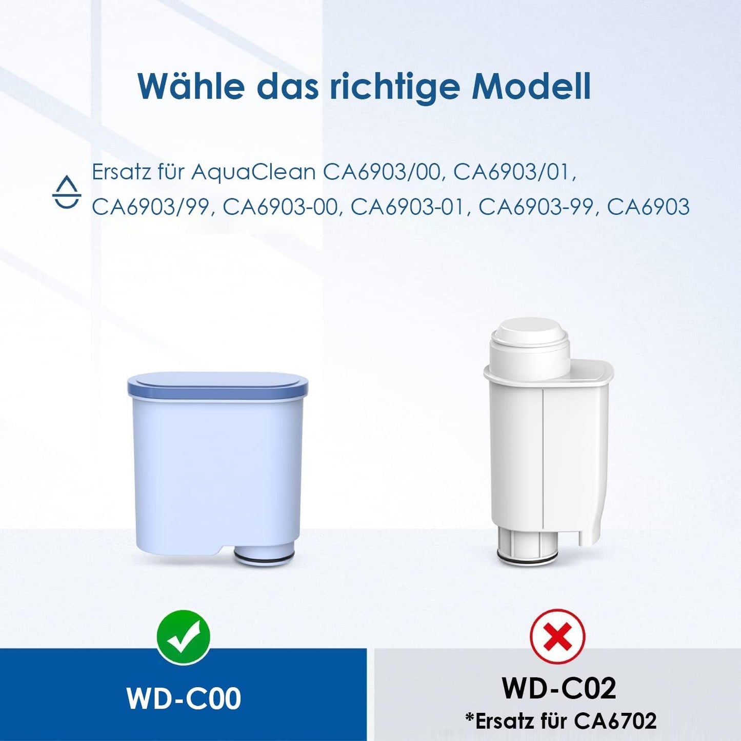 3er-Pack Ersatzwasserfilter WD-C00 für Philips & Saeco Kaffeevollautomaten