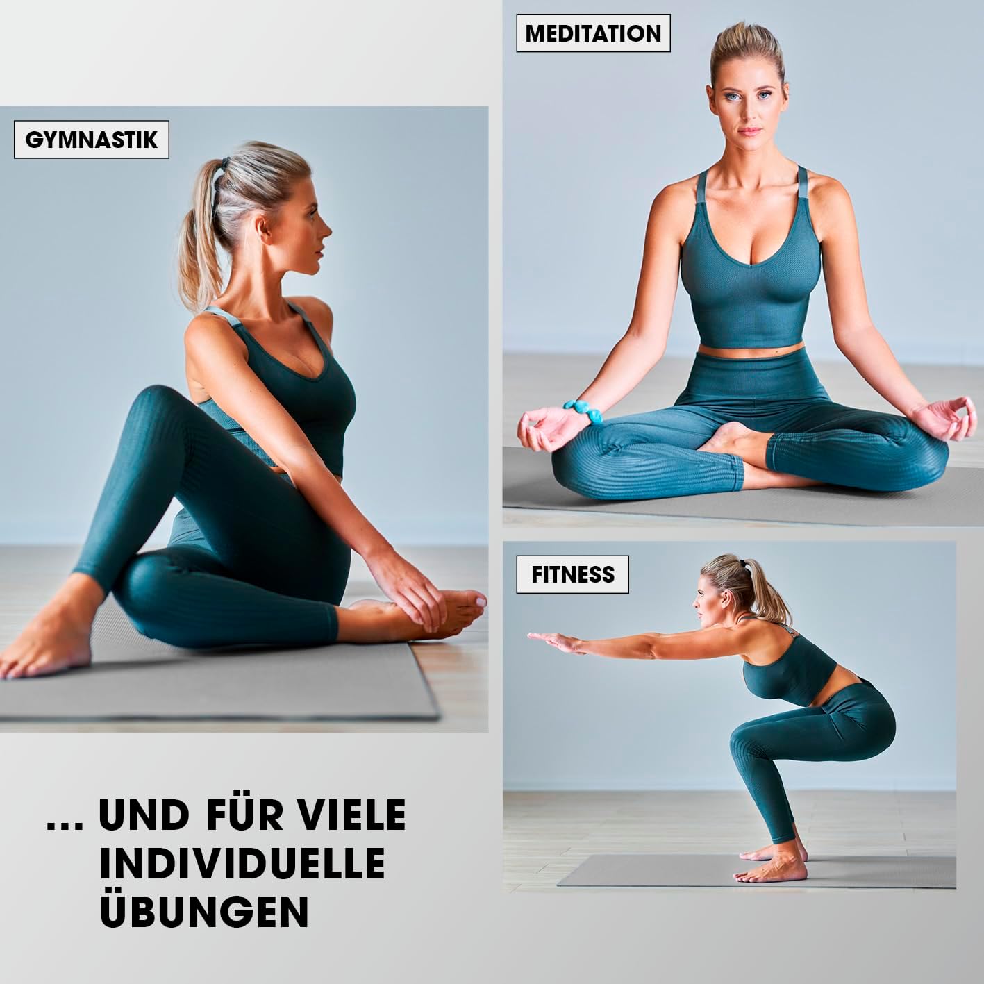 Fitnessmatte Ashanti 190 cm, 190 x 100 x 1 cm grau