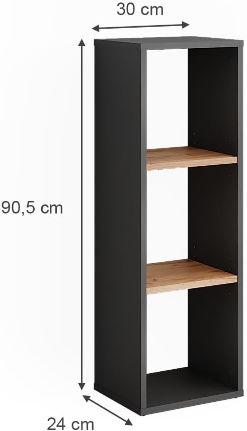 Standregal Orlando, Anthrazit/Goldkraft Eiche 90 x 30 cm