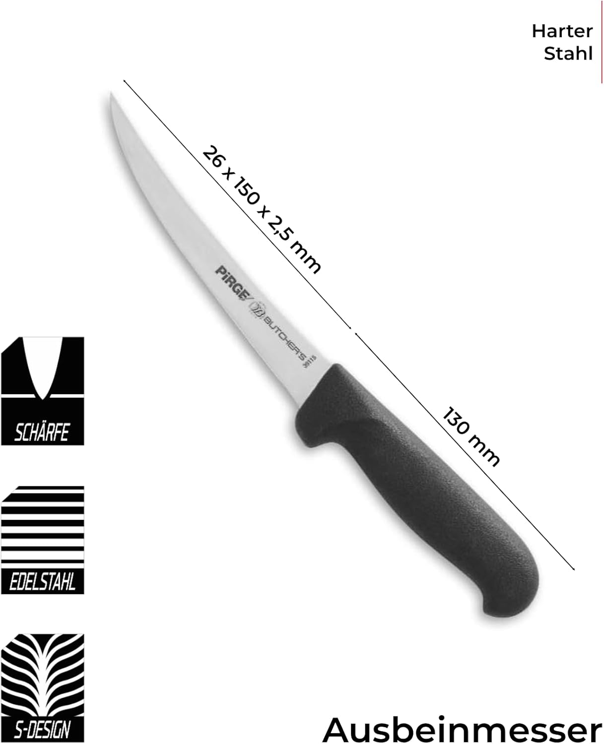 Butcher's Messerset, 21 cm & 15 cm & 15 cm Schwarz