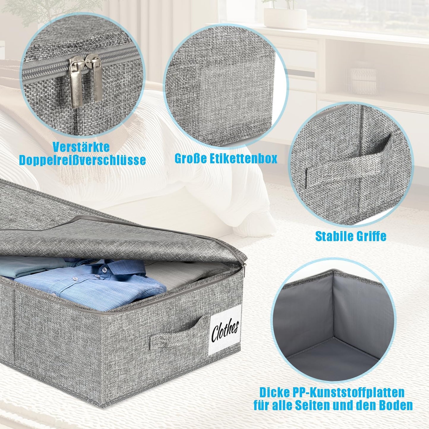 Unterbett Aufbewahrungsboxen, Grau-3pcs