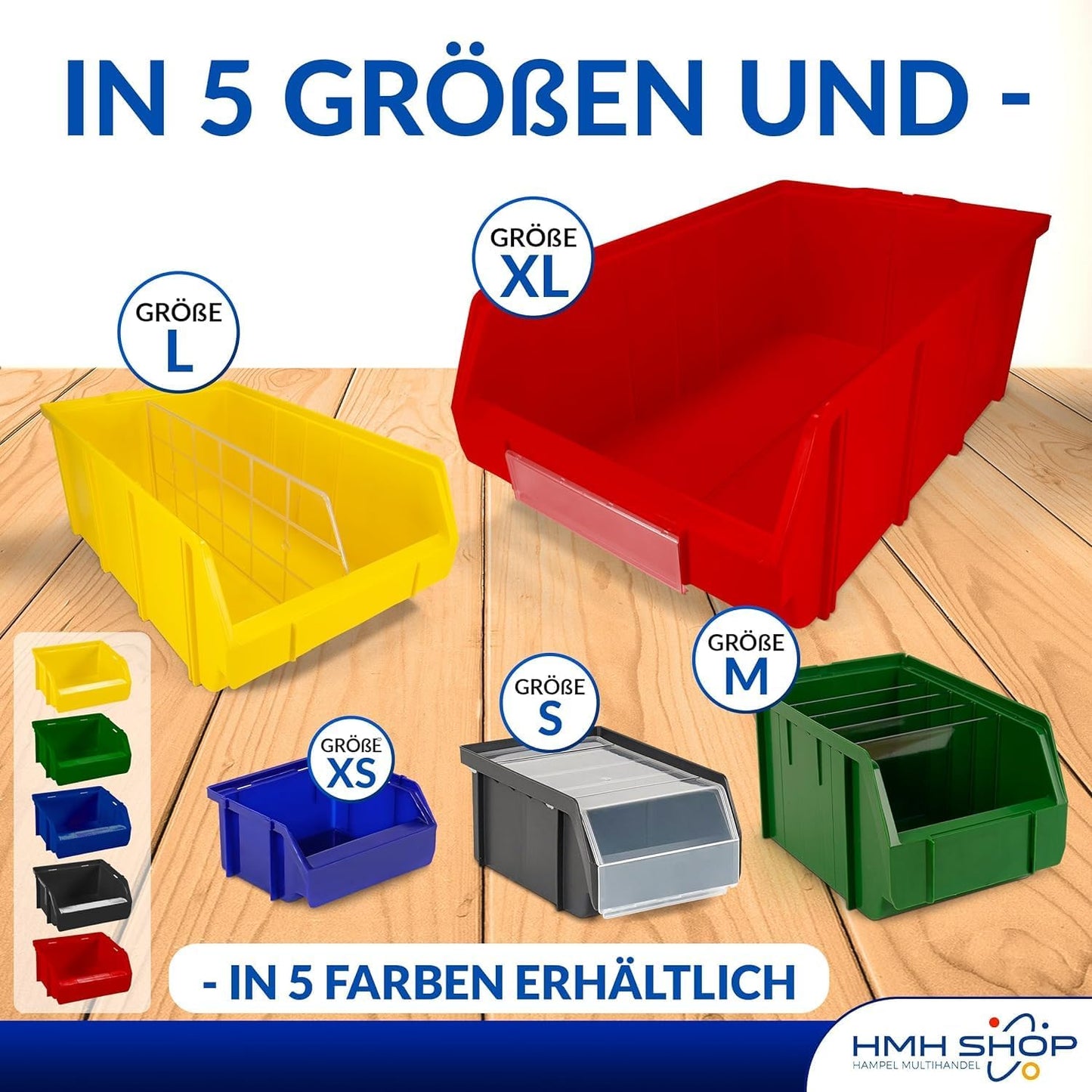 Stapelboxen-Set XL (9 Stück) für Werkstatt & Keller