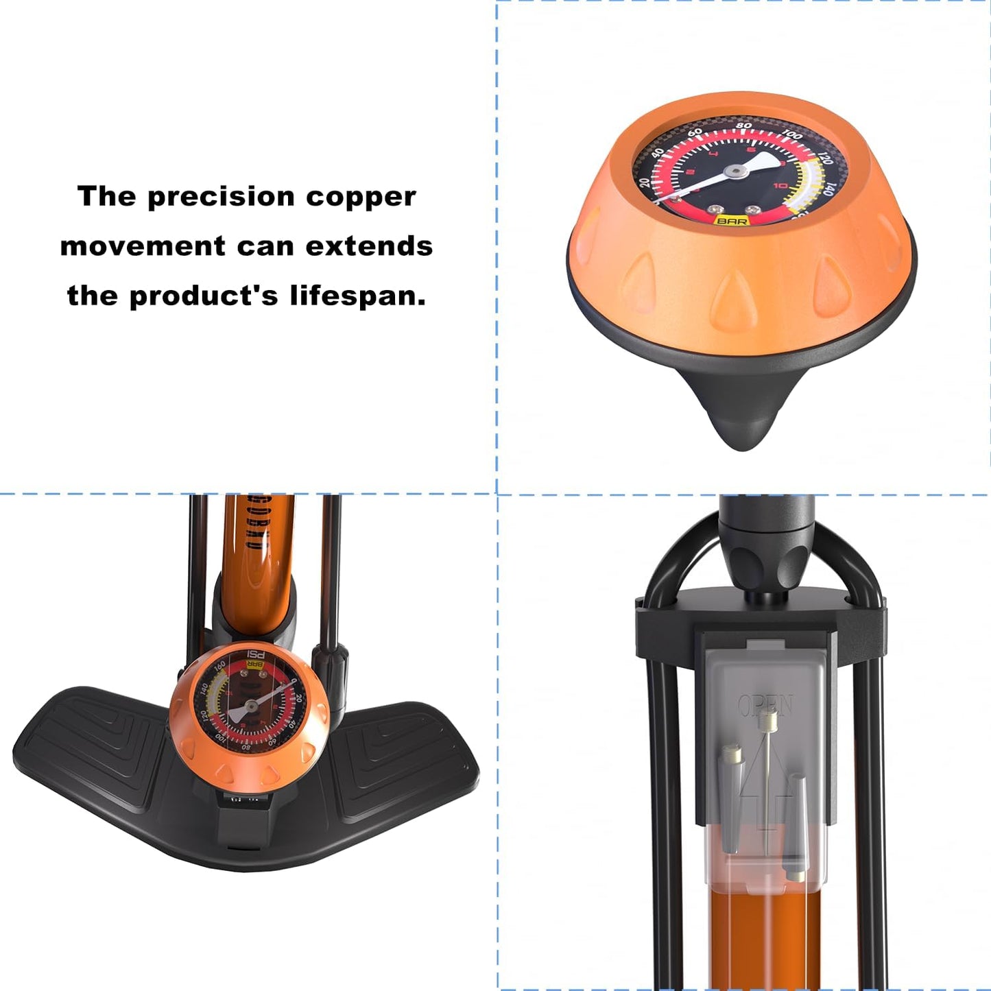 Velopumpe mit Manometer, Eskalieren Mechanisches