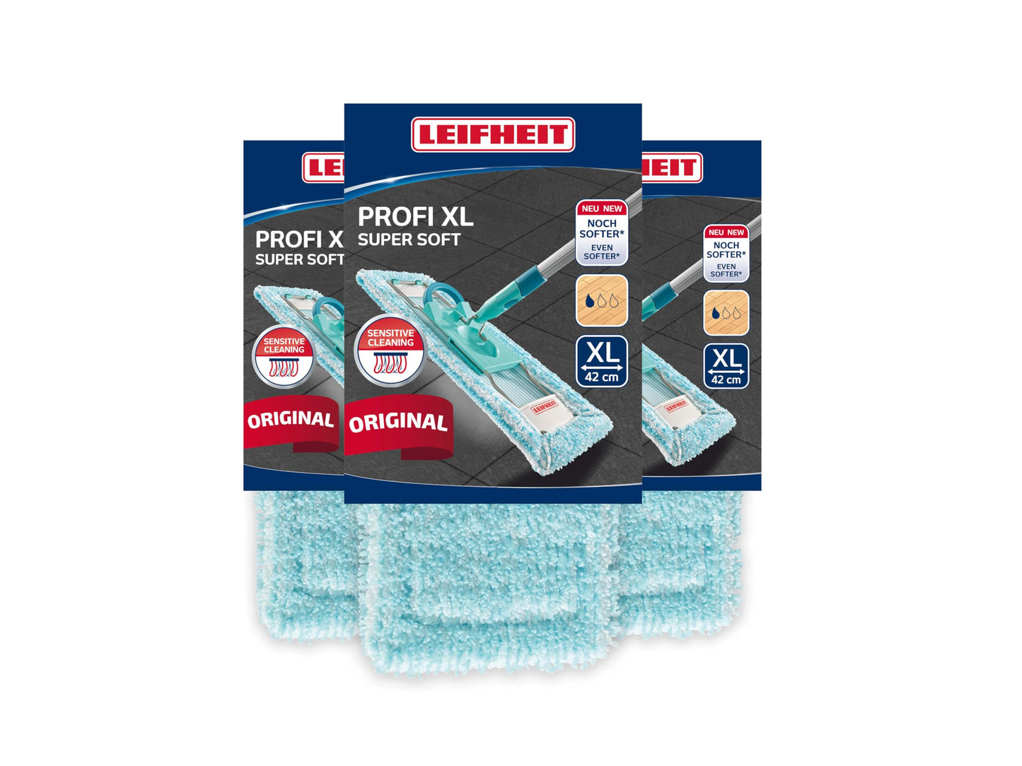 3er-Set Wischbezug Profi XL super Soft für Parkett, Laminat und Kork, Parkett 3er Set