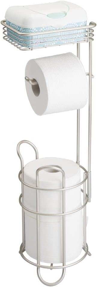 Toilettenpapierhalter mit Regal, Mattsilberfarben