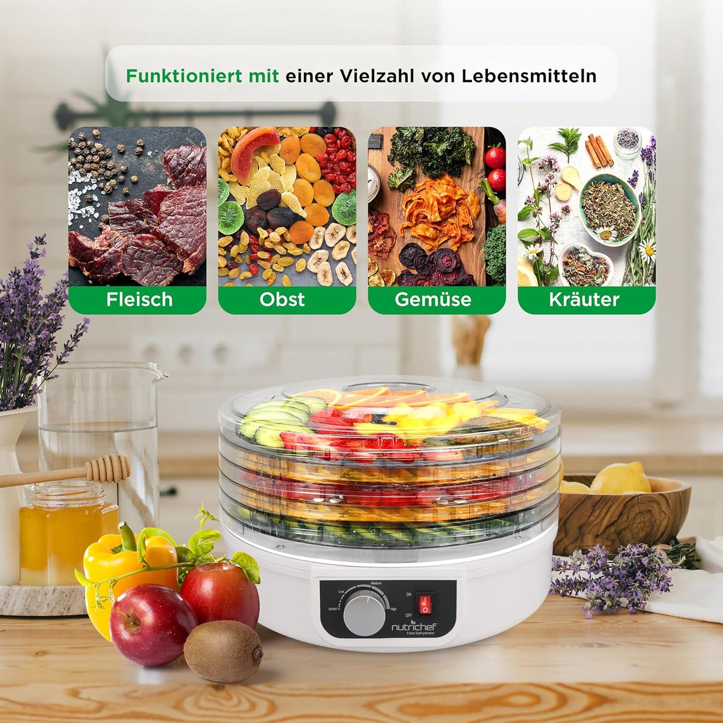 Dörrautomat mit 5 Einschüben, Milchweiss