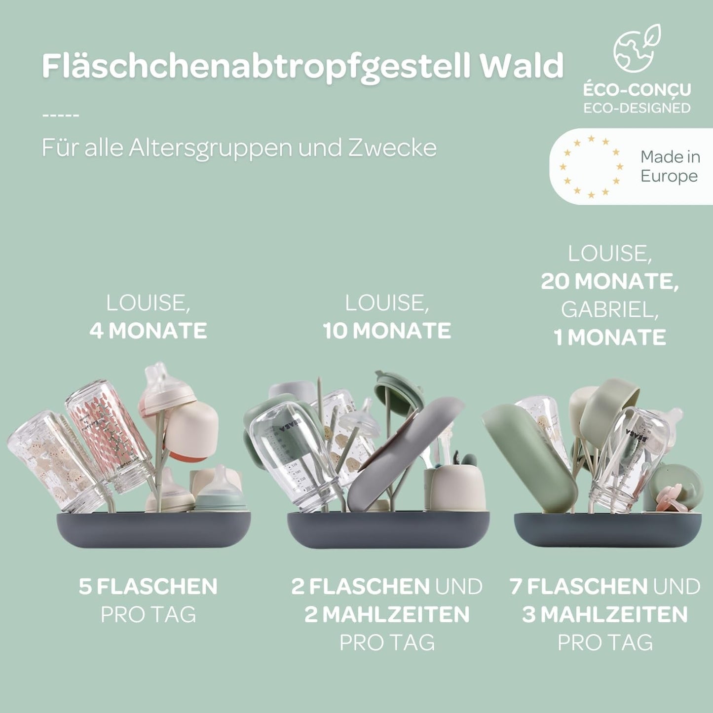 Modulares Abtropfgestell für Babyflaschen, Gris