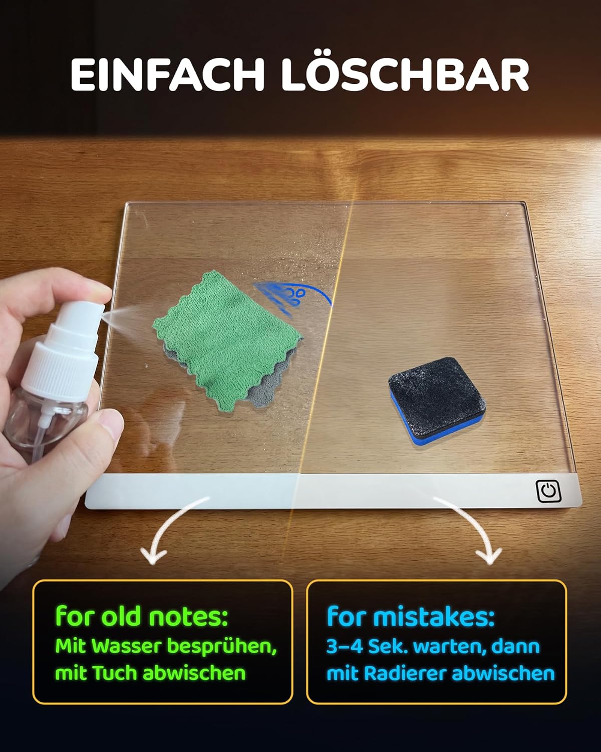 LED-Zeichentafel für Kinder mit 7 Stiften, Weiss 16 Zoll