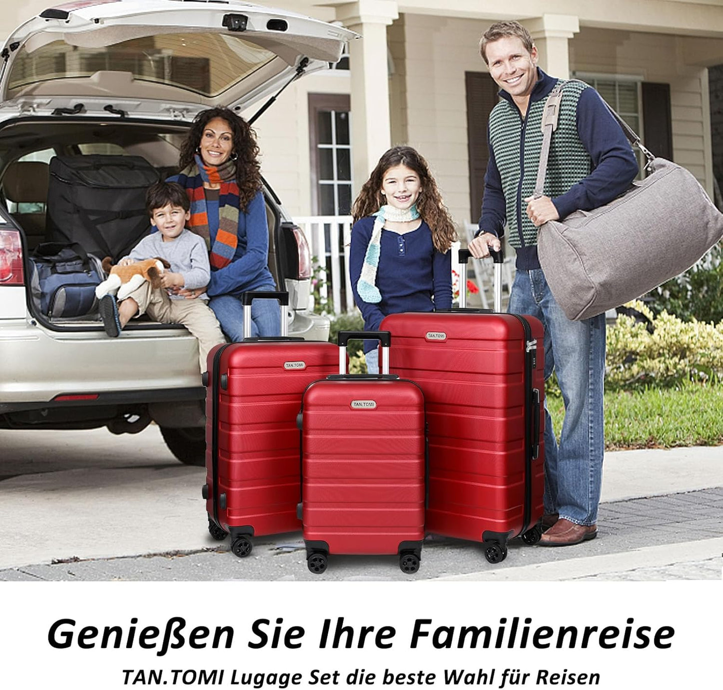 3-teiliges Hartschalenkofferset, Rot Koffer-Set