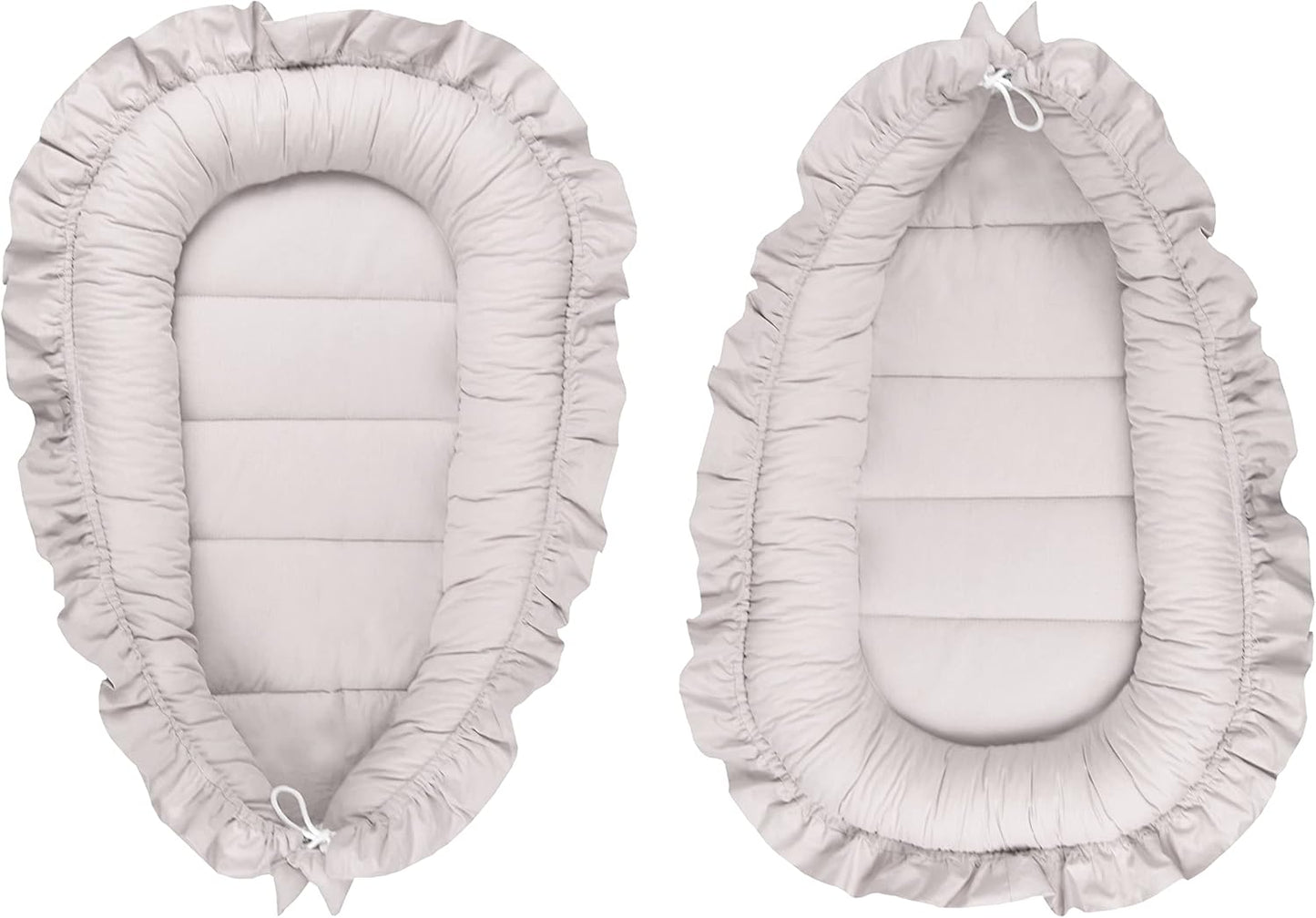 Babynest mit Rüschen für Neugeborene 100% Baumwolle, Grau