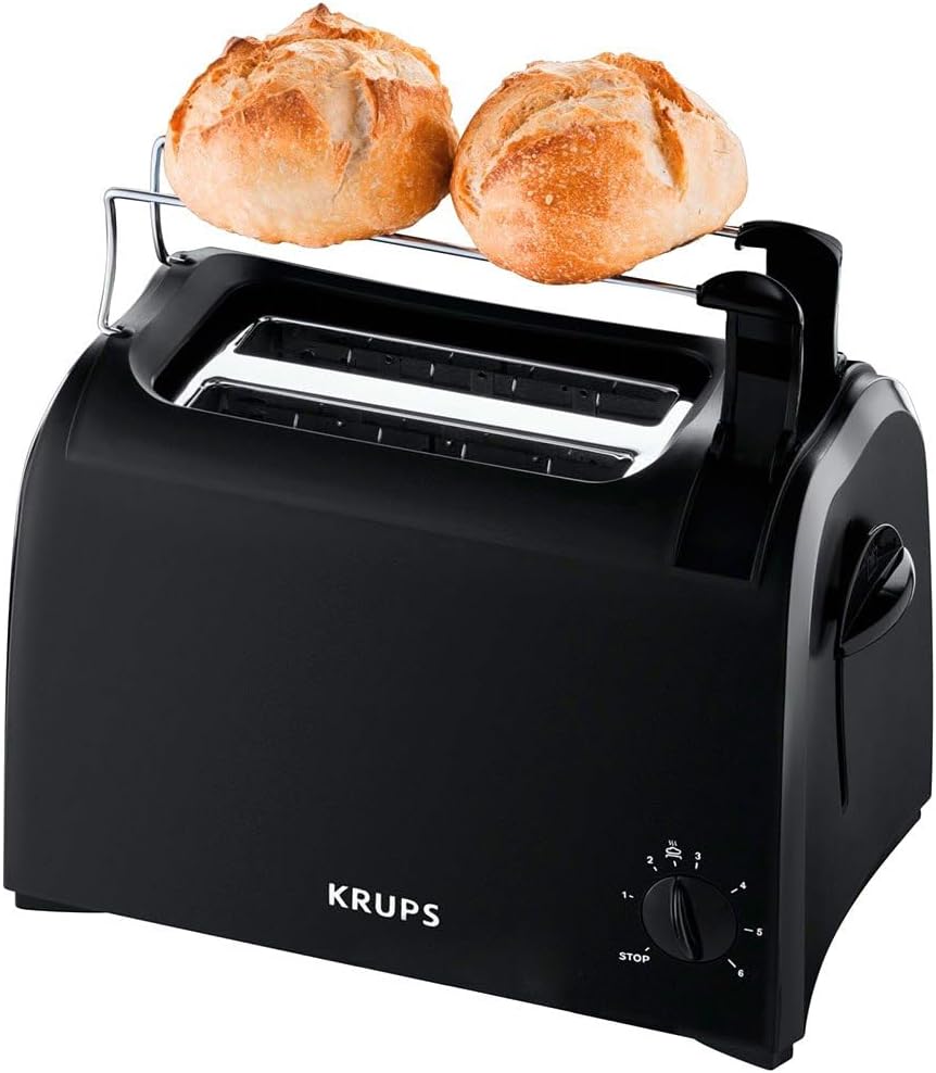 Pro Aroma Toaster mit Brötchenwärmer und Hebefunktion, Schwarz II