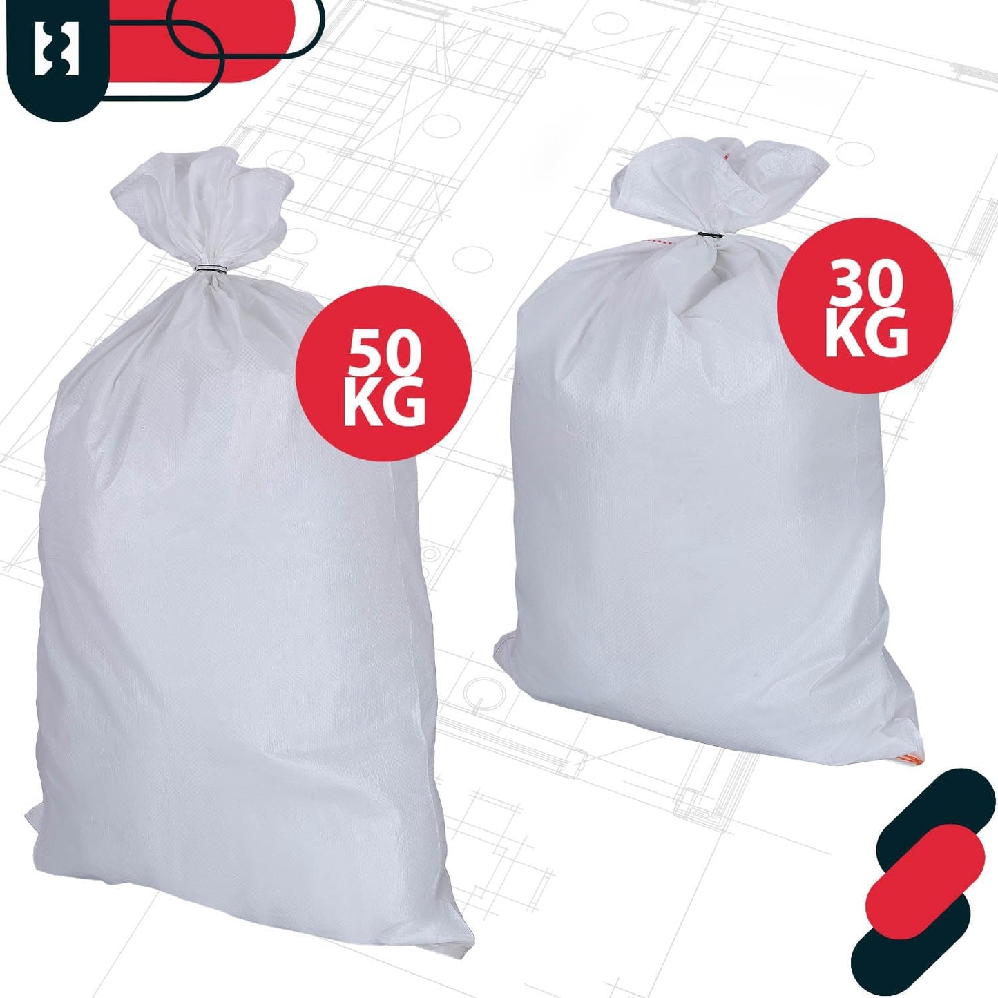 20er-Set Gewebesack, 20er Set 65x105cm Weiß