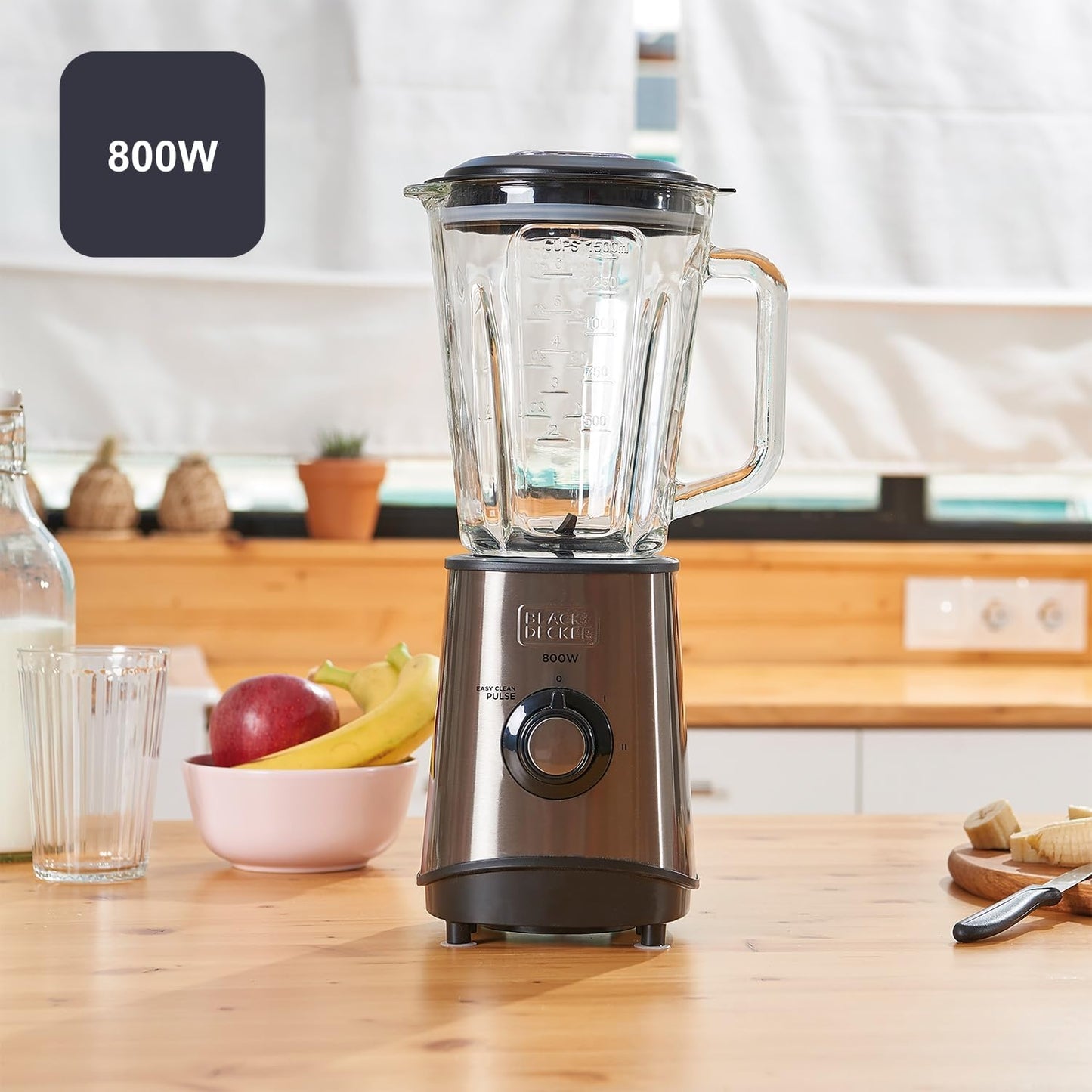 Standmixer mit Glaskanne und Eiscrusher (1,5L, 800W), 1,5L | 800W