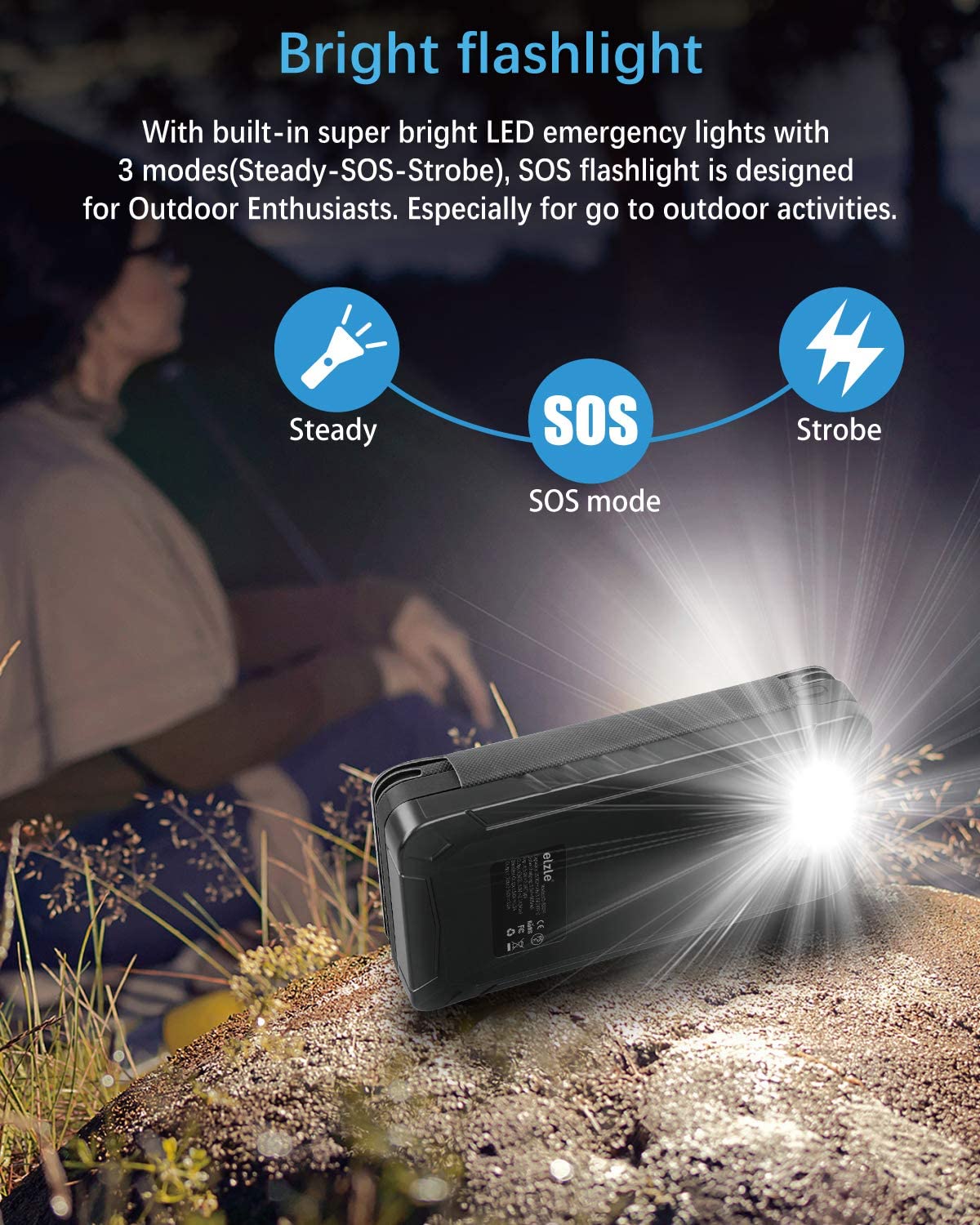 Solar Powerbank, schwarz