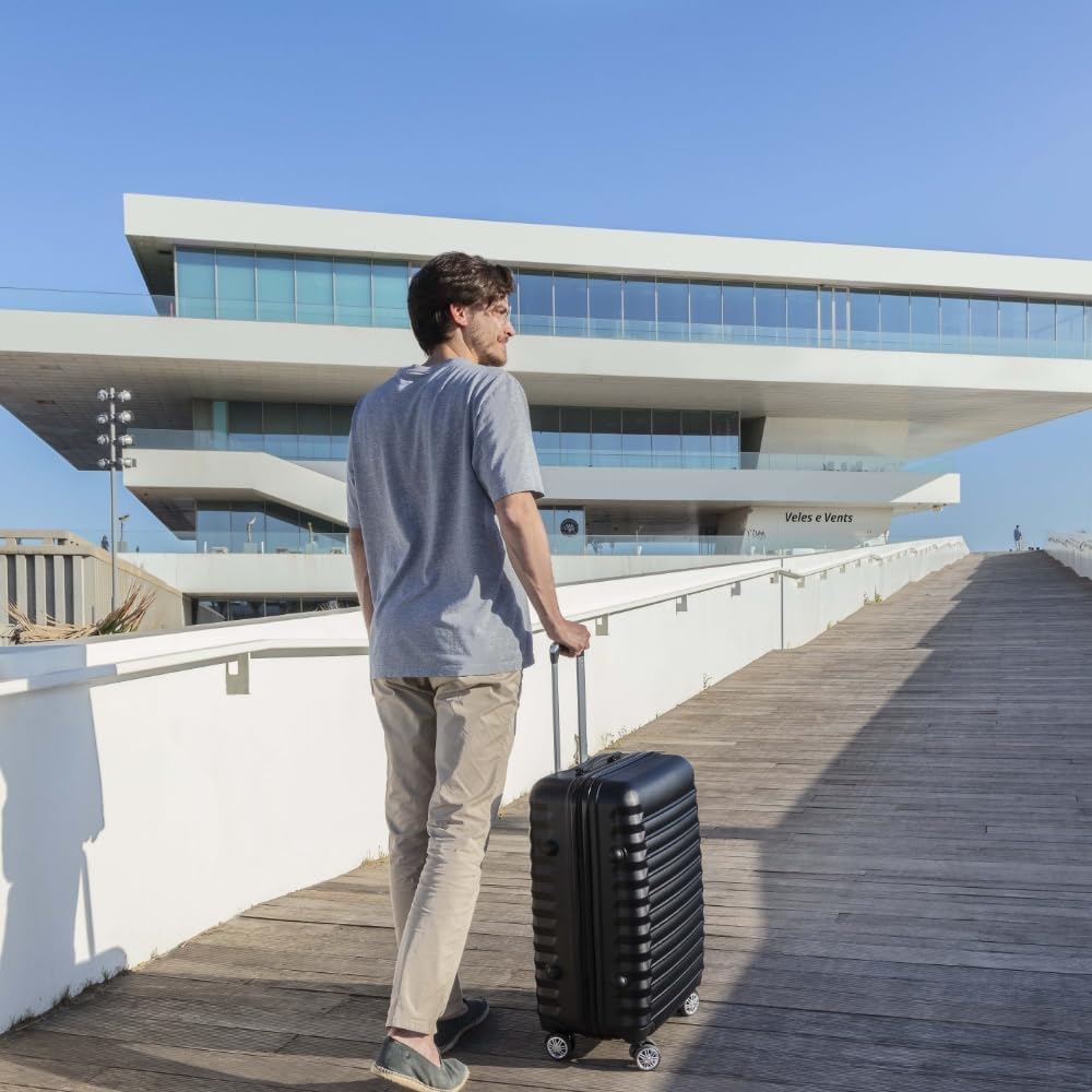 Upfly Hartschalenkoffer mit 360° Rollen, 1. Schwarz 2. 24' Koffer Groß (M)